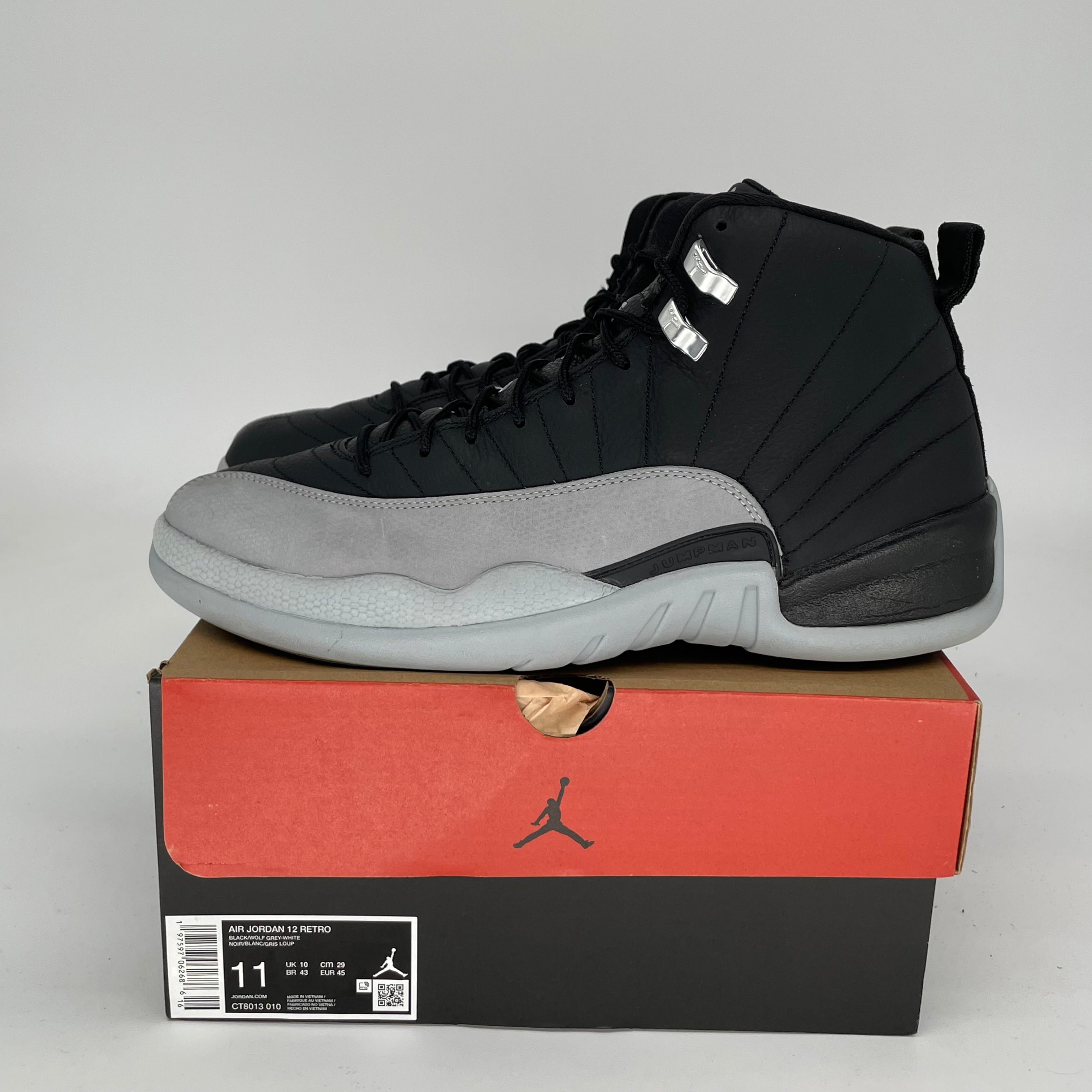 Air Jordan 12 'Barons' Men's Basketball Shoes Size 11 - Black/White CT8013-010 | Retro Sneakers for Sports & Streetwear Fashion