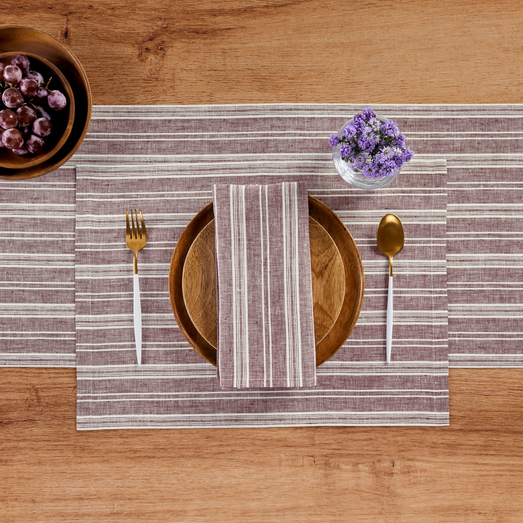 Elegant Chelsea Stripe Table Runner - Cotton Linen Blend - Perfect for Dining Room Decor, Wedding Centerpieces & Holiday Table Settings