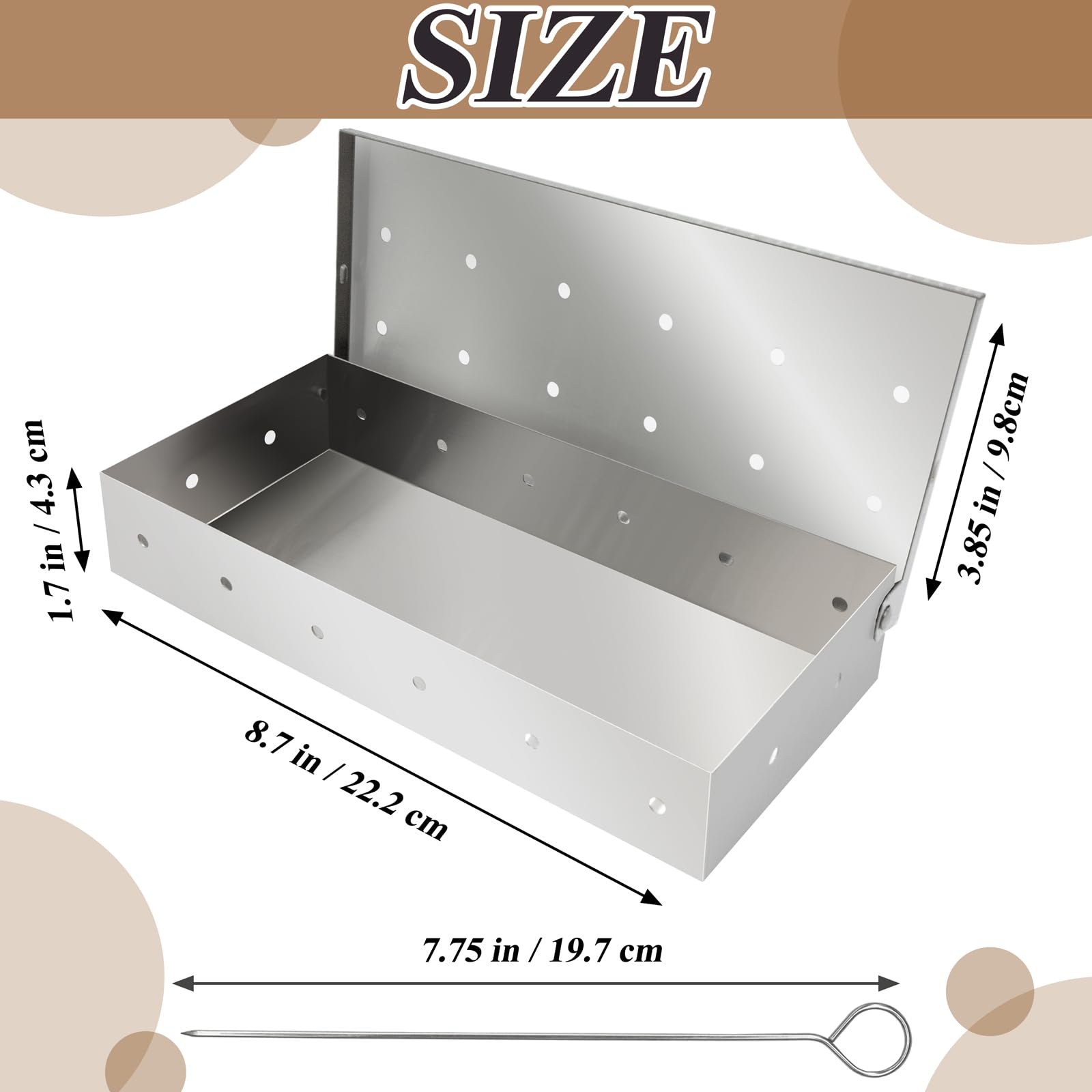 Stainless Steel BBQ Smoker Box for Gas & Charcoal Grills - Wood Chip Smoker Box with BBQ Skewer | Perfect for Backyard Grilling, Camping & Outdoor Barbecue Accessories