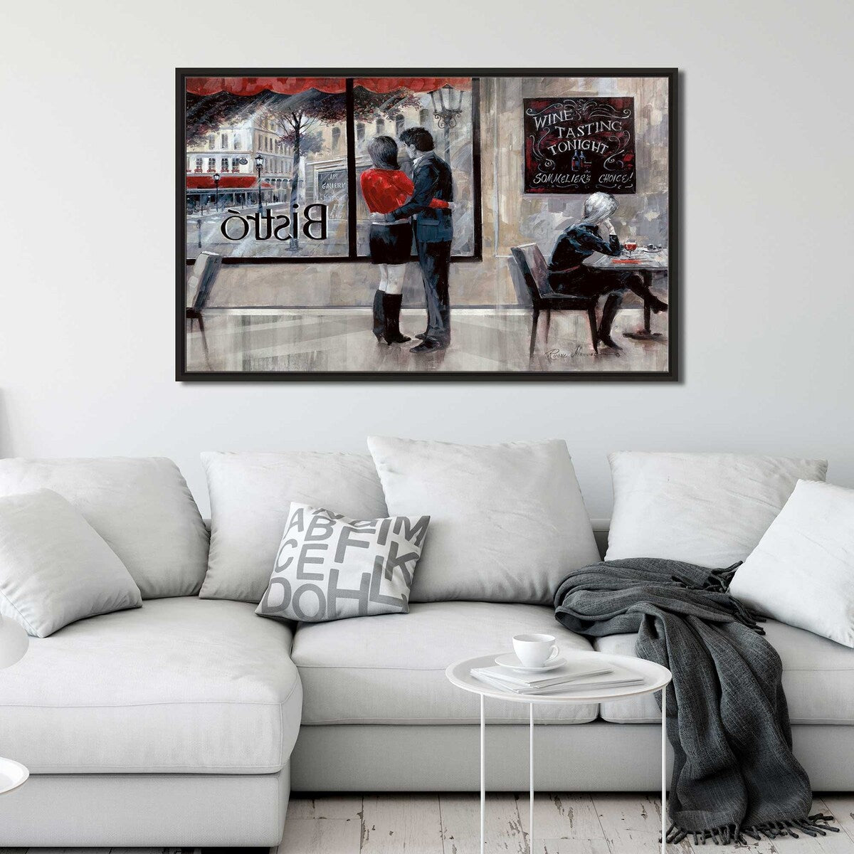 Bistro Romance by Ruane Manning - Premium Floating Canvas Wall Art Print - Perfect for Living Room, Bedroom & Office Décor