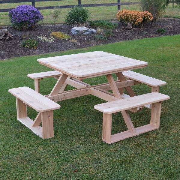 Premium Western Red Cedar Square Walk-In Table - Durable Outdoor Dining & Patio Furniture for Garden, Deck, and Backyard Entertaining