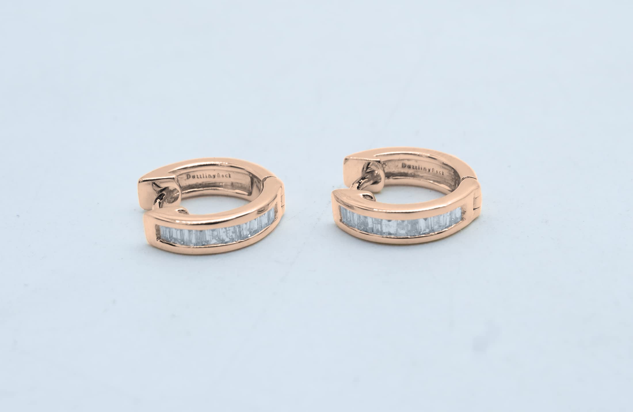 0.18 Cttw Baguette White Diamond Hoop Earrings for Women - 10K Solid Gold Dazzlingrock Collection - Perfect for Weddings, Parties & Everyday Elegance