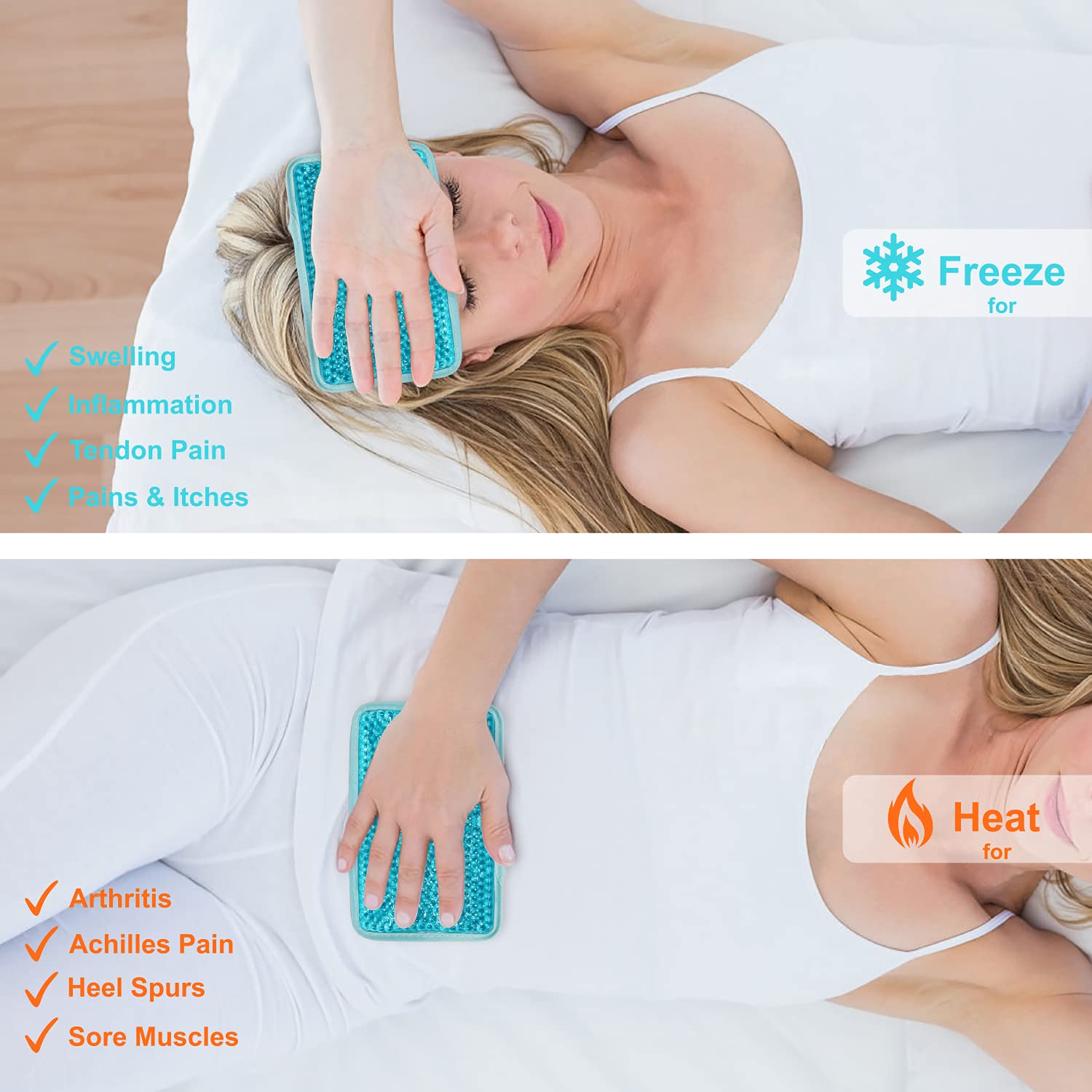 Reusable Gel Beads Hot & Cold Therapy Pack with Adjustable Strap - 7.76