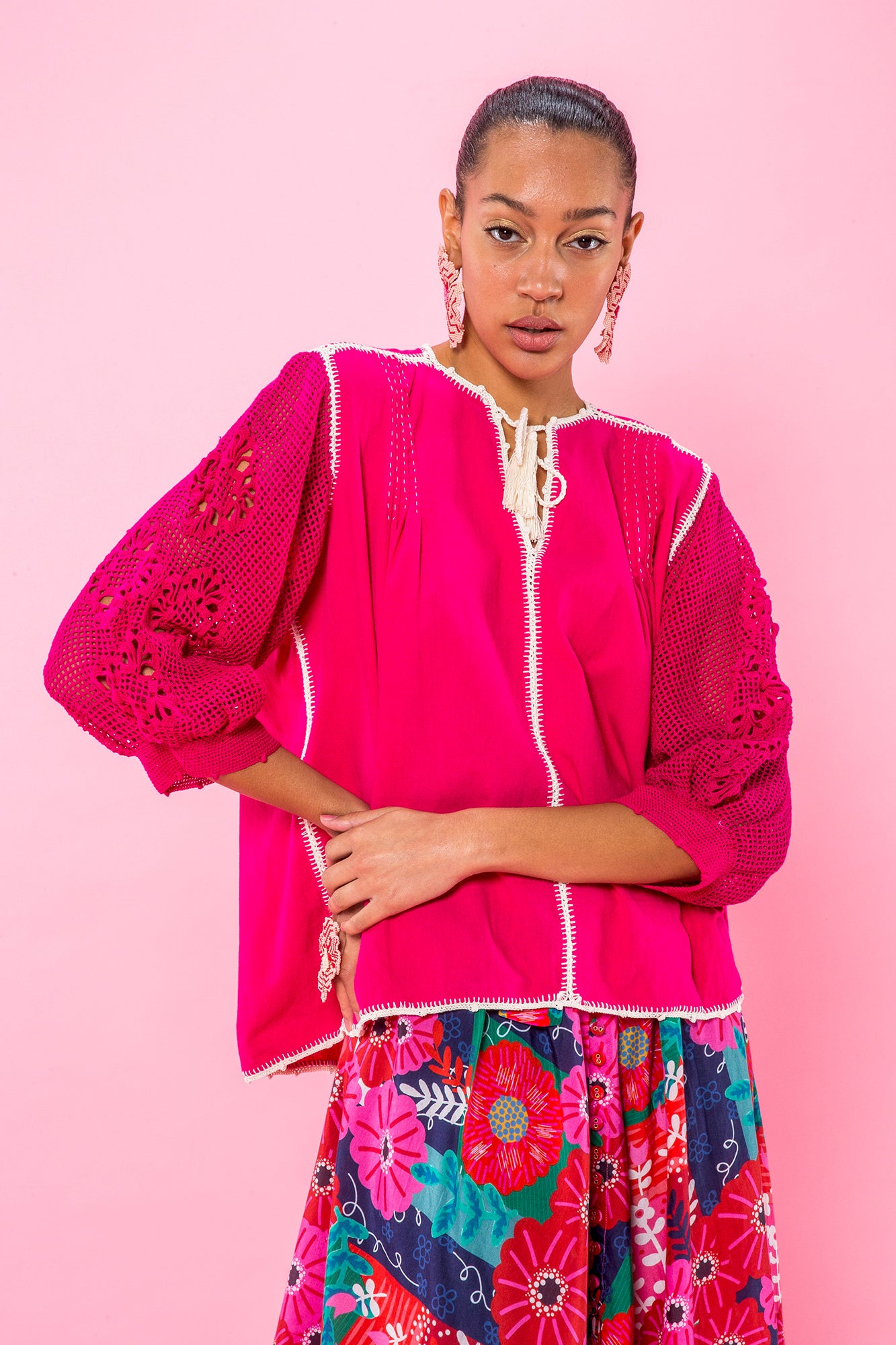 San Juan Blouse Women's Floral Embroidered Boho Top - Summer Beach Vacation Outfit, Casual Wear & Festival Fashion