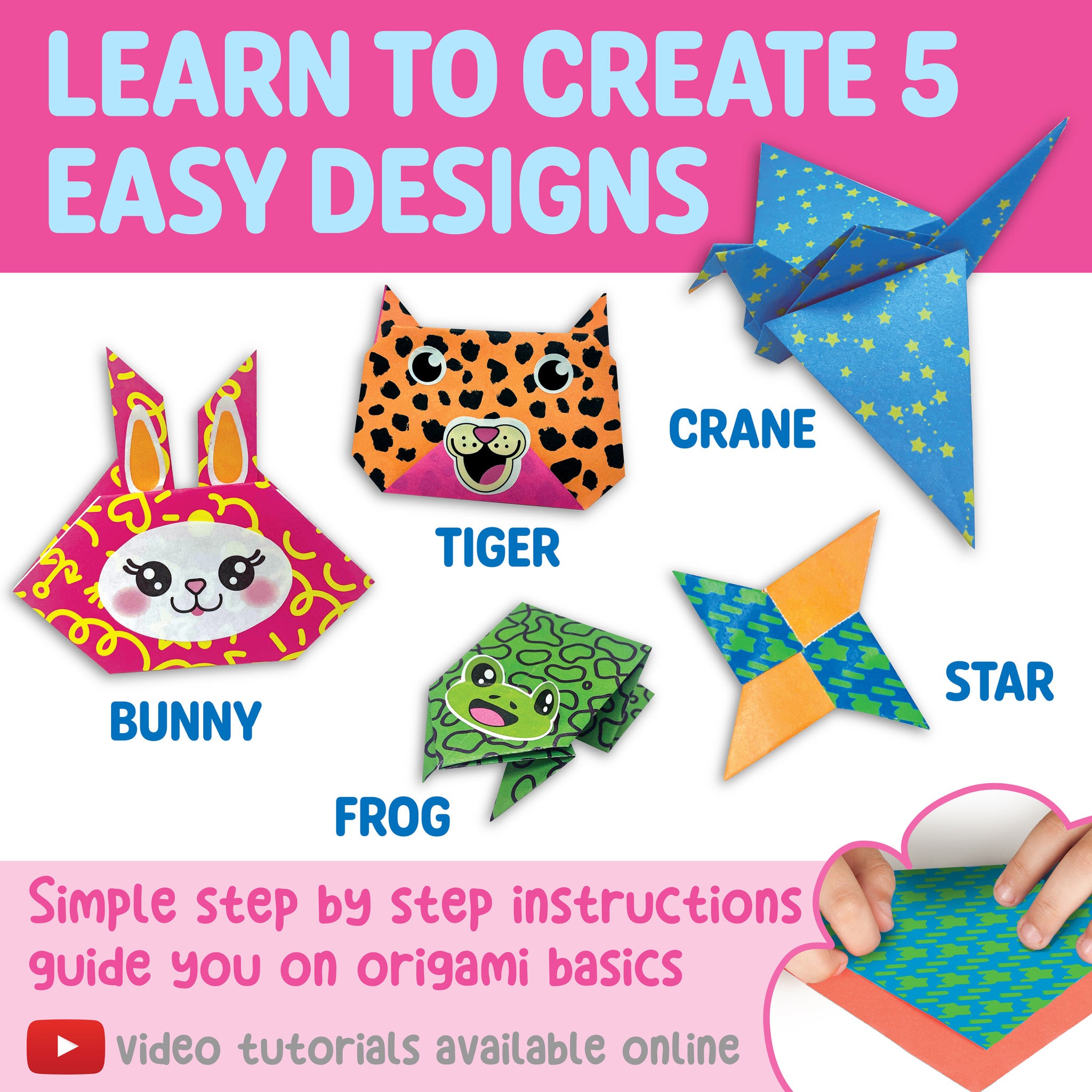Neon Origami Mini Kit - DIY Paper Folding Craft Set for Kids & Adults - Perfect for Parties, Gifts & Creative Home Decor #6503000