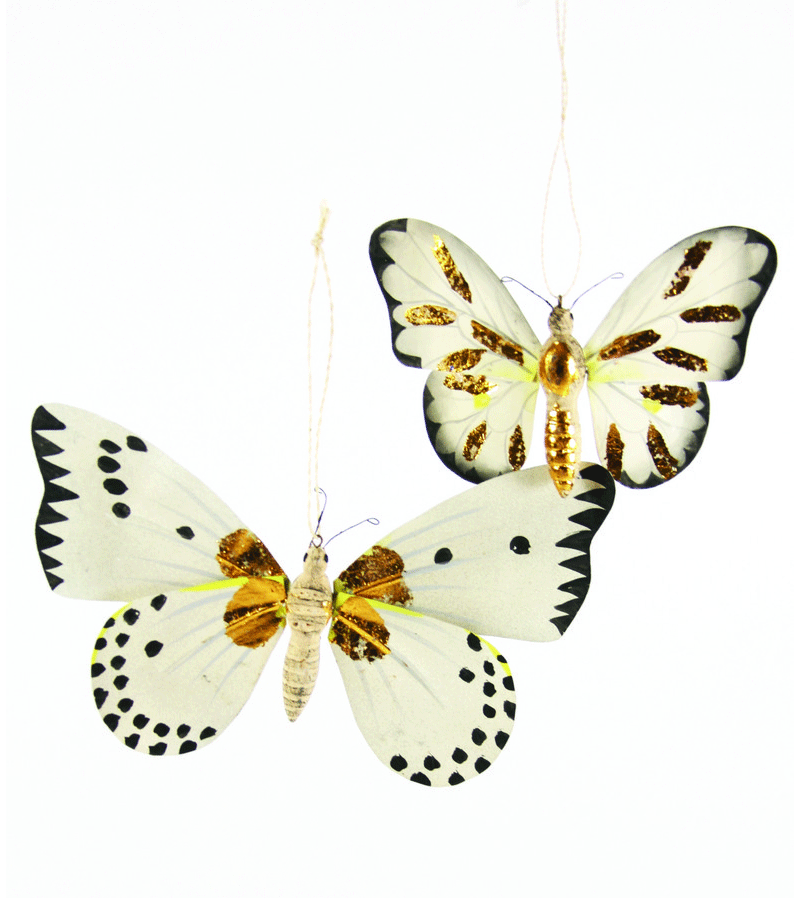 Elegant White & Gold Butterfly Wall Decor - Handcrafted Home & Wedding Decoration for Bedroom, Living Room, Party & Event Decor