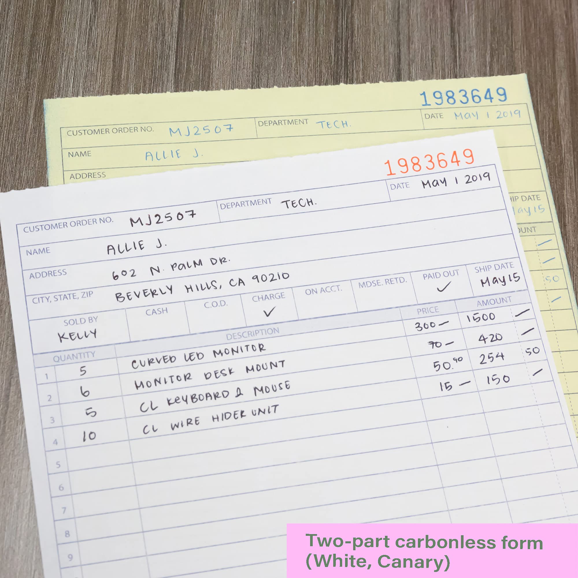 BAZIC Carbonless Sales Order Book - 50 Sets, 5 9/16