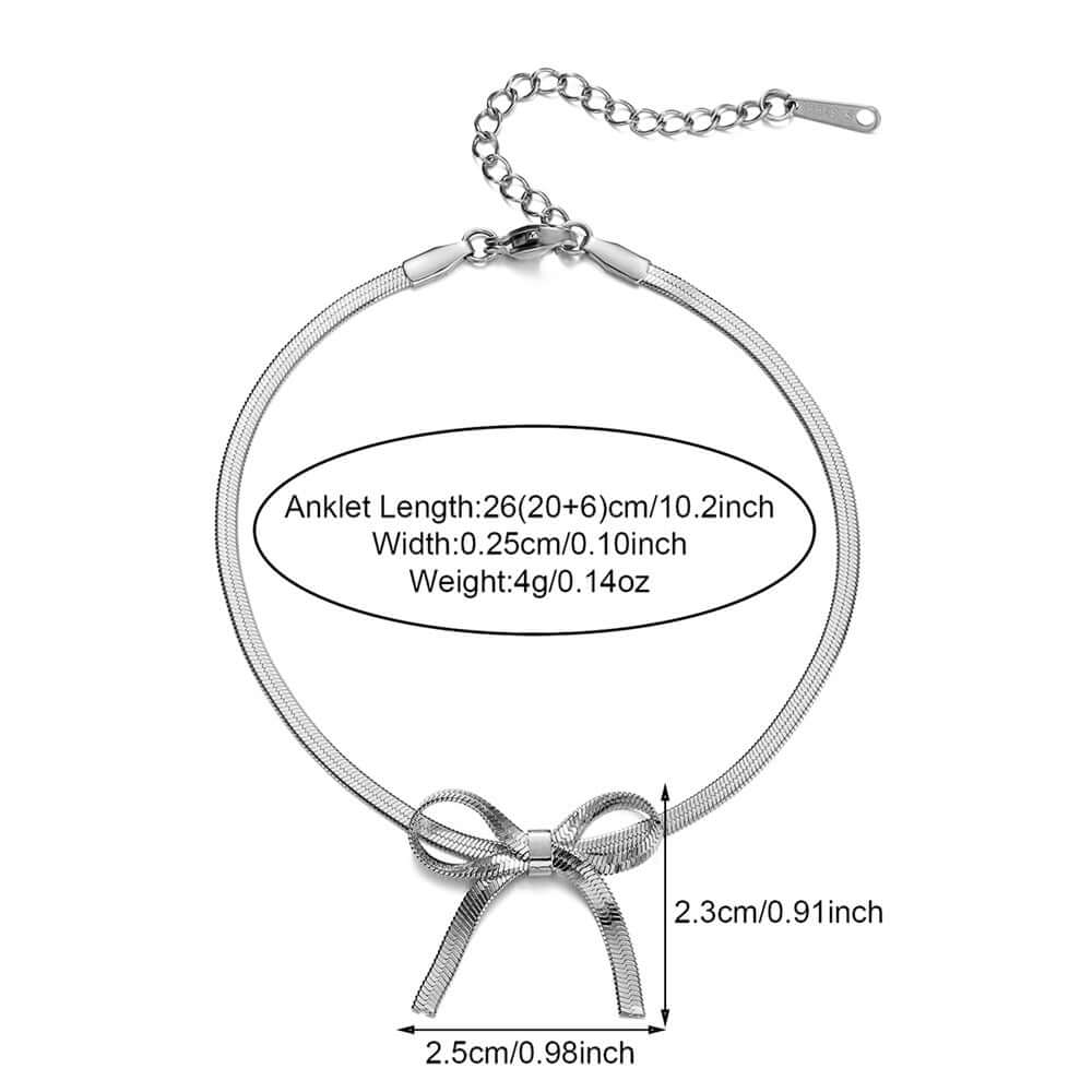 Elegant Gold Bow Herringbone Anklet Chain for Women - APJ536 | Perfect for Beach Vacations, Summer Outfits & Boho Style Accessories