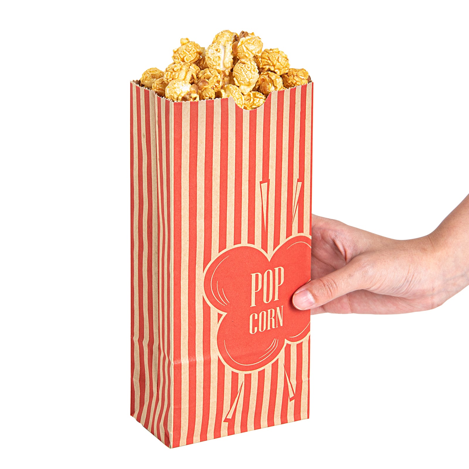 Bag Tek 2 oz Red & Kraft Paper Popcorn Bags - 5.25