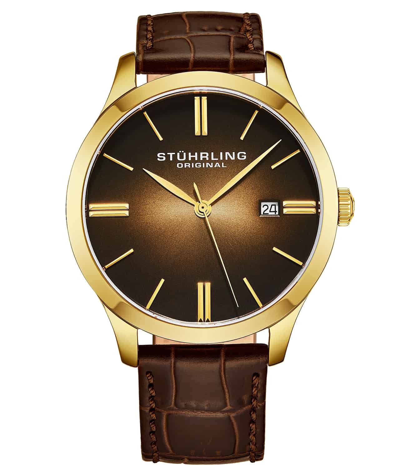 Rose Dial/Gold Case/Brown Leather Strap