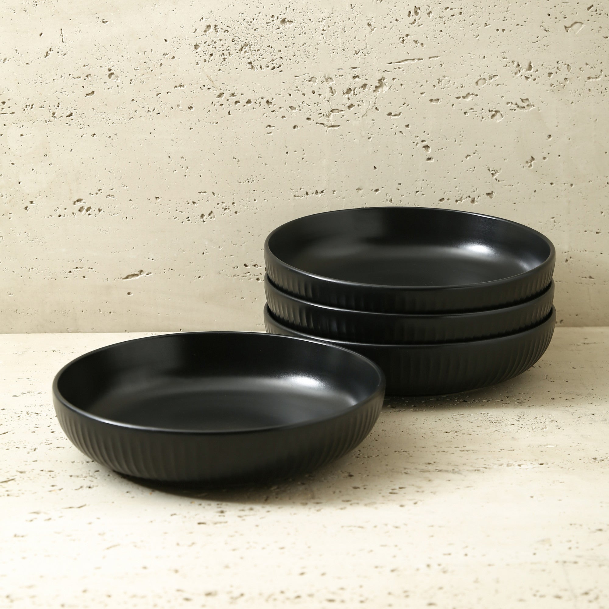 Premium Logan Stoneware Bowl - 12 oz Black Ceramic Serving Bowl for Soup, Salad, Pasta | Microwave & Dishwasher Safe | Perfect for Dining, Entertaining & Gifts