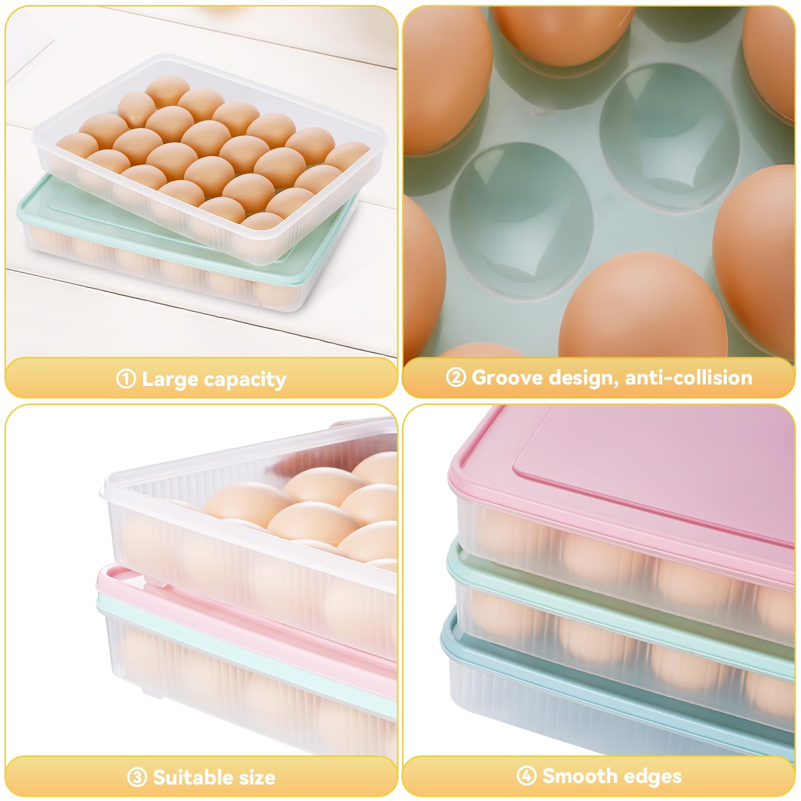 3-Pack 72-Count Deviled Egg Containers with Lids & 8-Piece Piping Tools - Stackable Refrigerator Egg Organizer, Portable Party Platter for Picnics, Travel & Holiday Gatherings (Perfect for Easter, Thanksgiving & Potlucks)