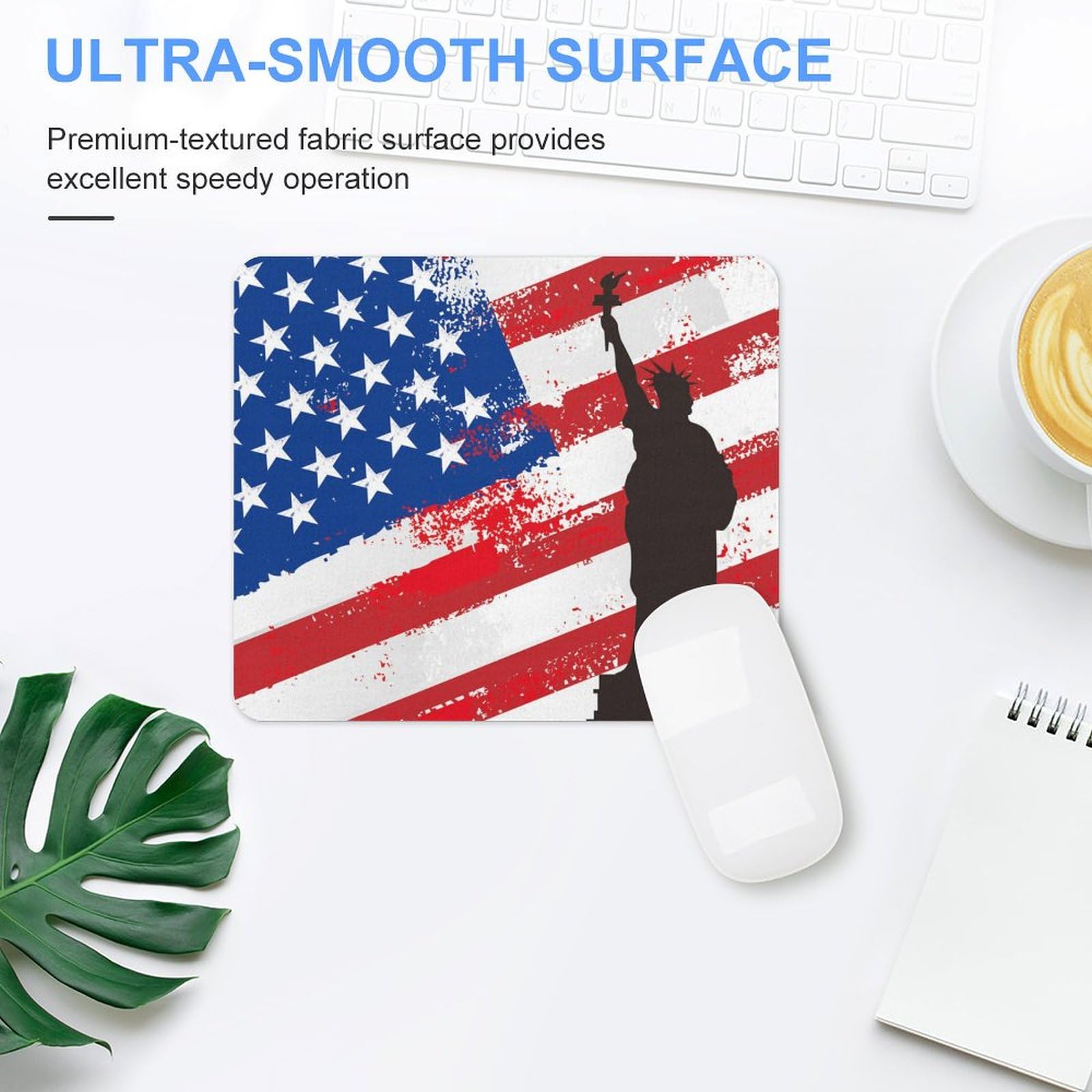 USA Flag & Liberty Durable Mouse Pad - Non-Slip Waterproof Gaming Mouse Mat for Home & Office (18x22cm) - Perfect for PC Gamers, Workstations & Patriotic Decor