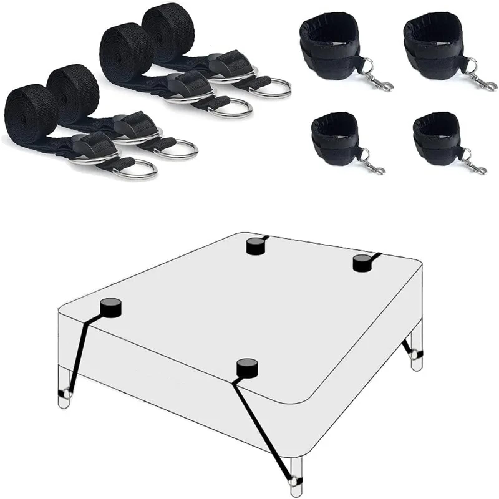 BDSM Bondage Kit - SM Bed Restraint Set, Adult Sex Toys with Ankle Cuffs, Bondage Rope & Strap for Couples Play - Perfect for Spicing Up Your Bedroom & BDSM Scenes