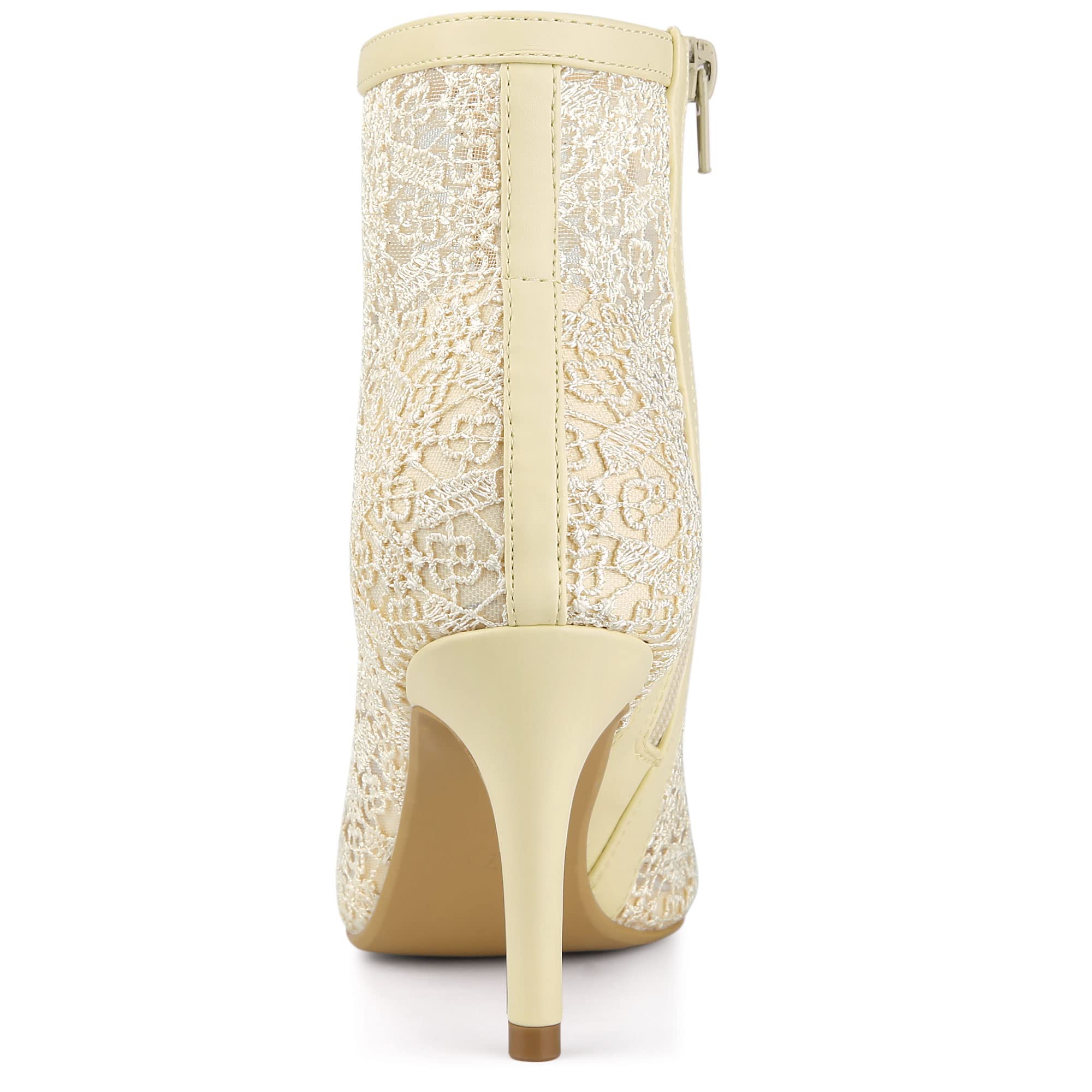 Allegra K Women's Floral Embroidered Stiletto Heel Lace Ankle Boots - Elegant Pointed Toe Shoes for Party, Wedding & Evening Occasions