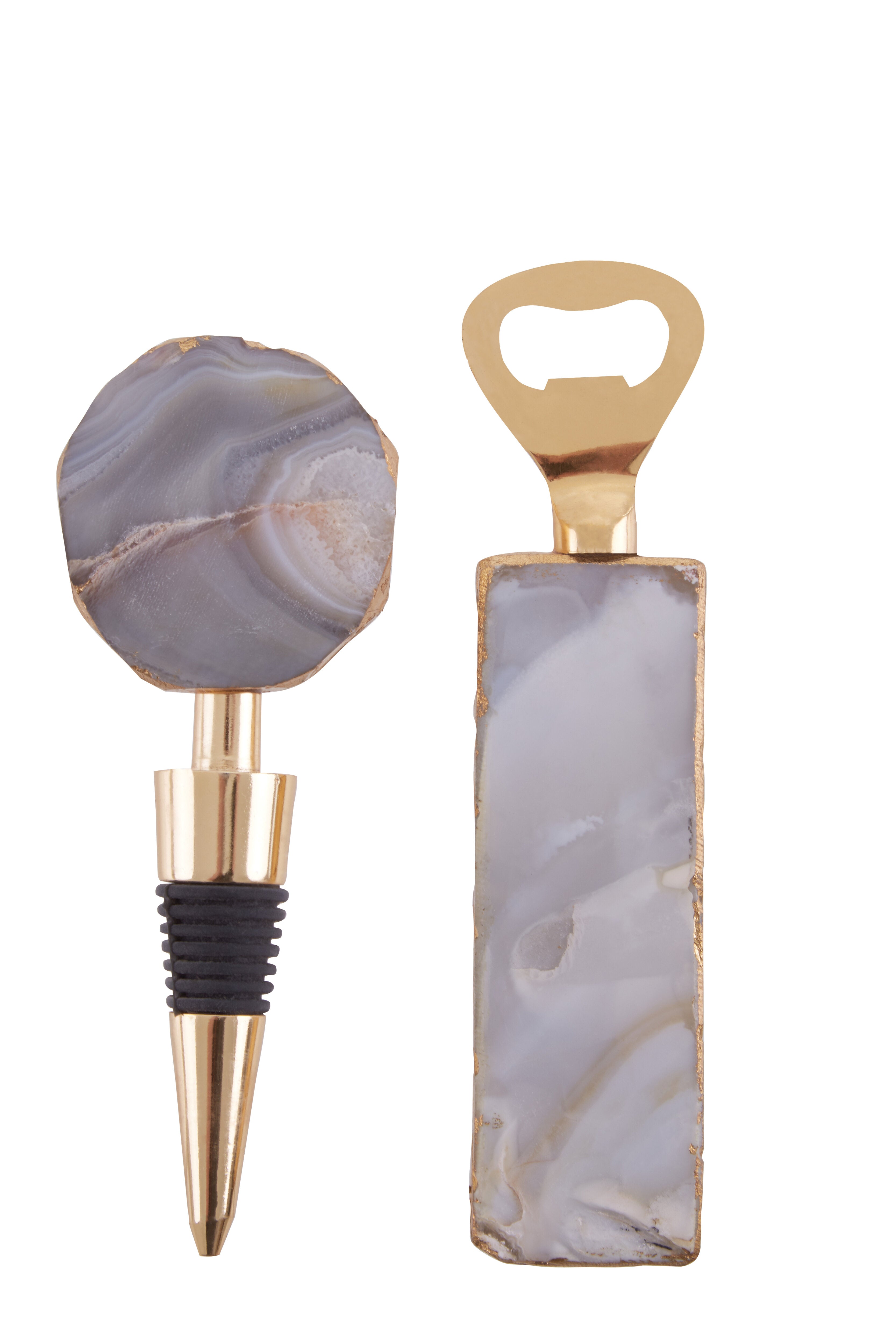 Bowerbird Agata Natural Wood Bottle Opener and Stopper Set - Rustic Wine Accessories for Home Bar, Kitchen & Outdoor Entertaining