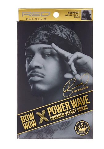 360 POWER WAVE X BOW WOW CRUSHED VELVET LUXE DURAG - Premium Satin-Lined Wave Cap for Men & Women - Perfect for Hair Protection, Styling Waves & Braids - Gym, Sleep & Everyday Use
