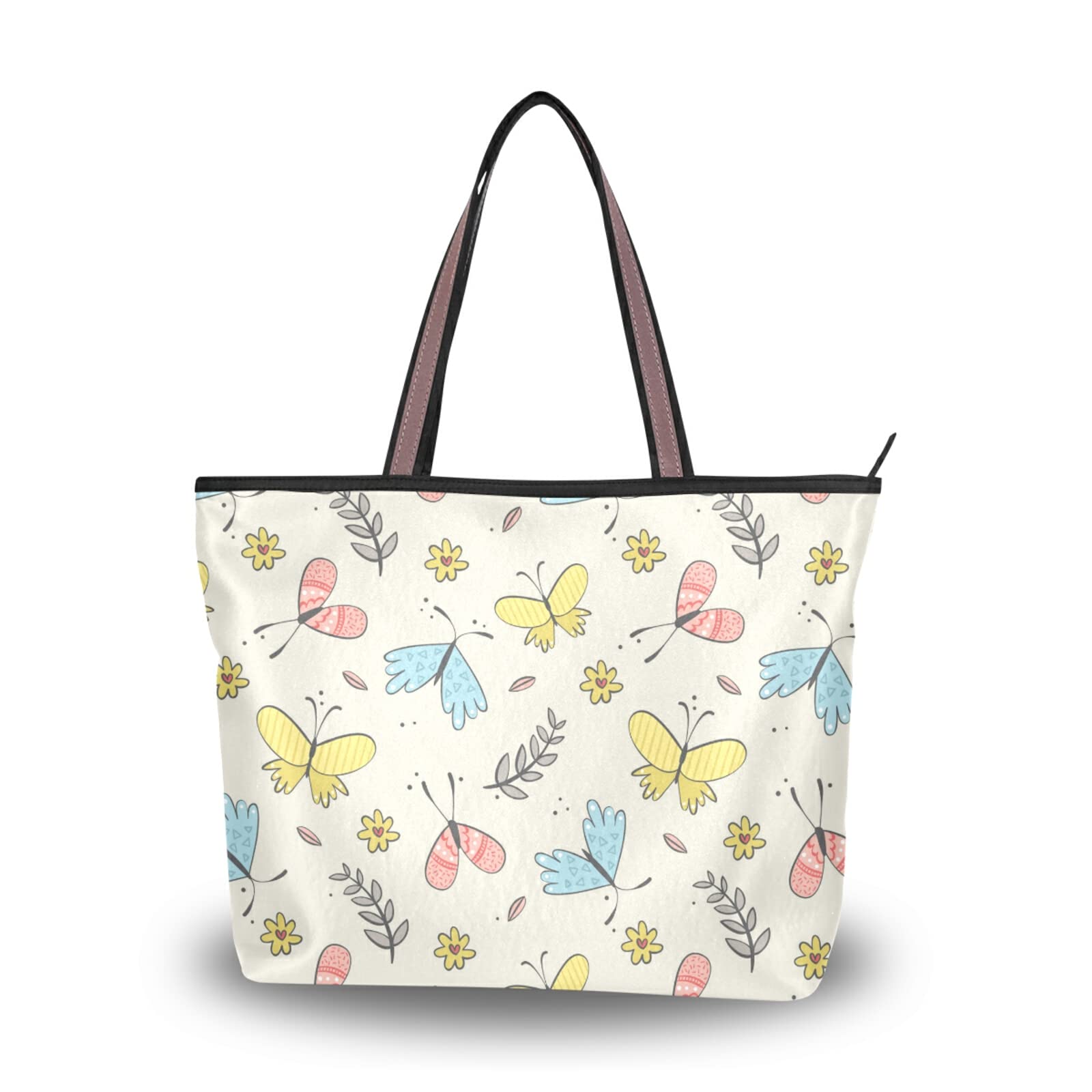 Butterfly Floral Tote Bag for Women - Reusable Shoulder Bag, Beach Bag, Travel Handbag - Perfect for Shopping, Beach Trips, and Daily Use