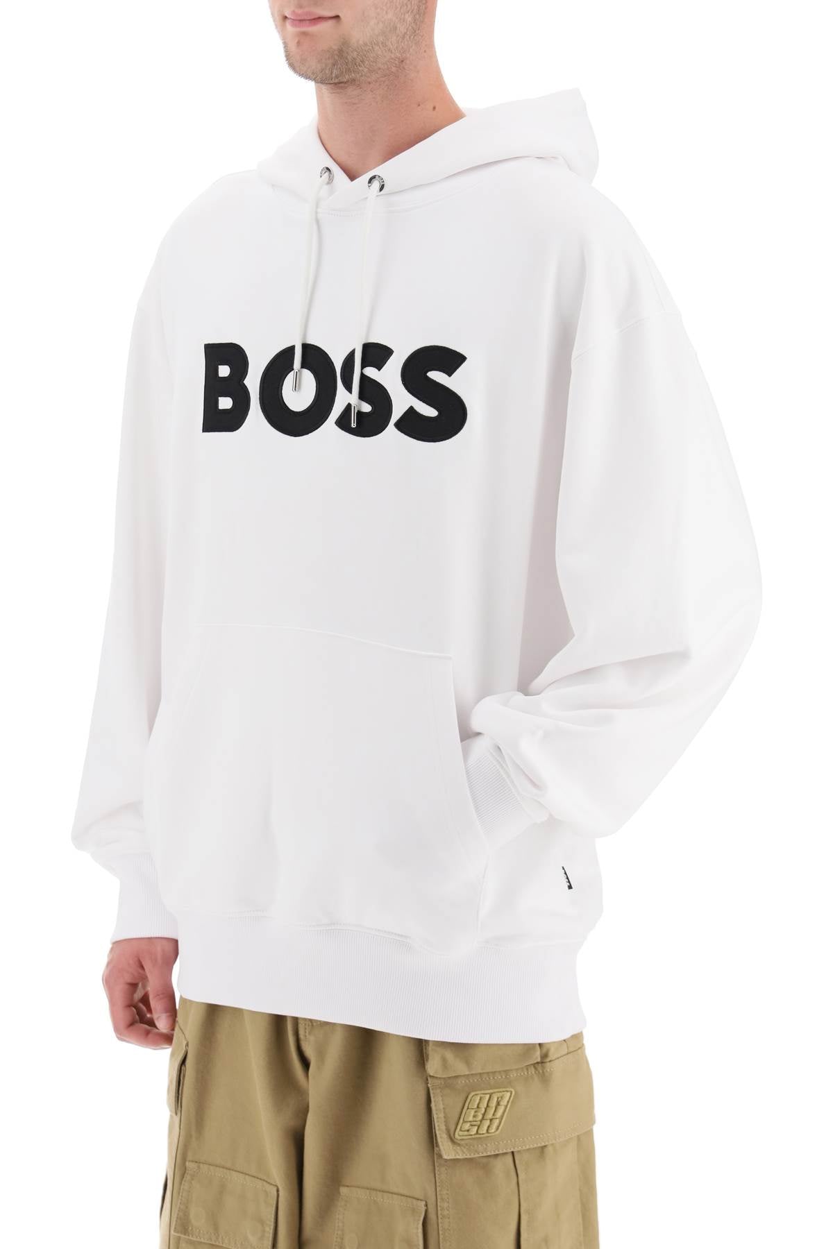 Boss Logo Patch Hoodie - Stylish & Comfortable Men's Zip Up Sweatshirt for Casual Wear & Street Fashion