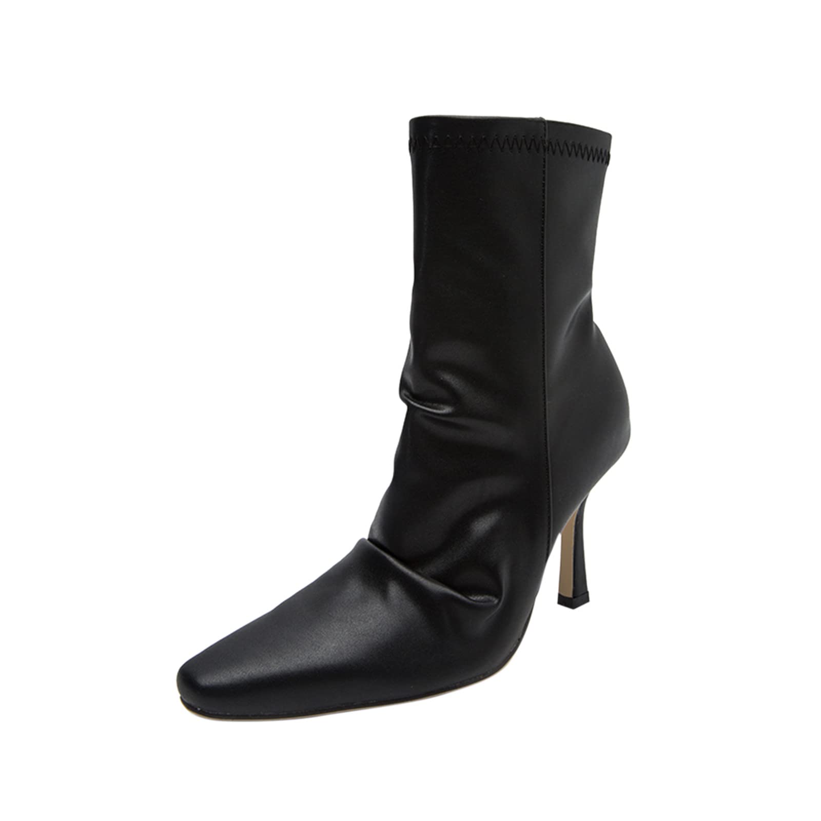 Stylish Women's Leather Ankle Boots with Pointed Toe & High Heel - Fashionable Black Boots for Women Size 10 | Perfect for Office, Dating & Night Out