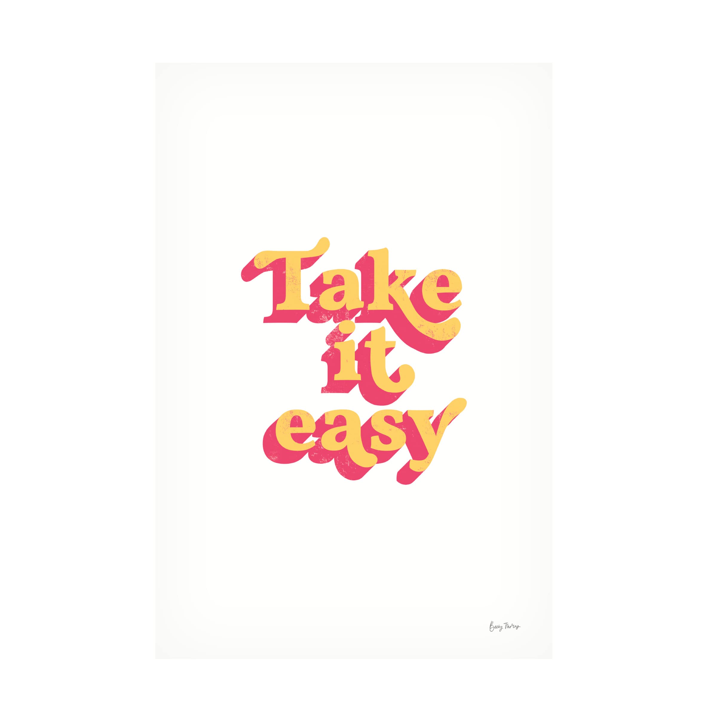 Rainbow Take It Easy Bold Canvas Wall Art by Becky Thorns - 16x24 Inches Stretched Framed Ready to Hang - Perfect for Living Room, Bedroom & Office Decor