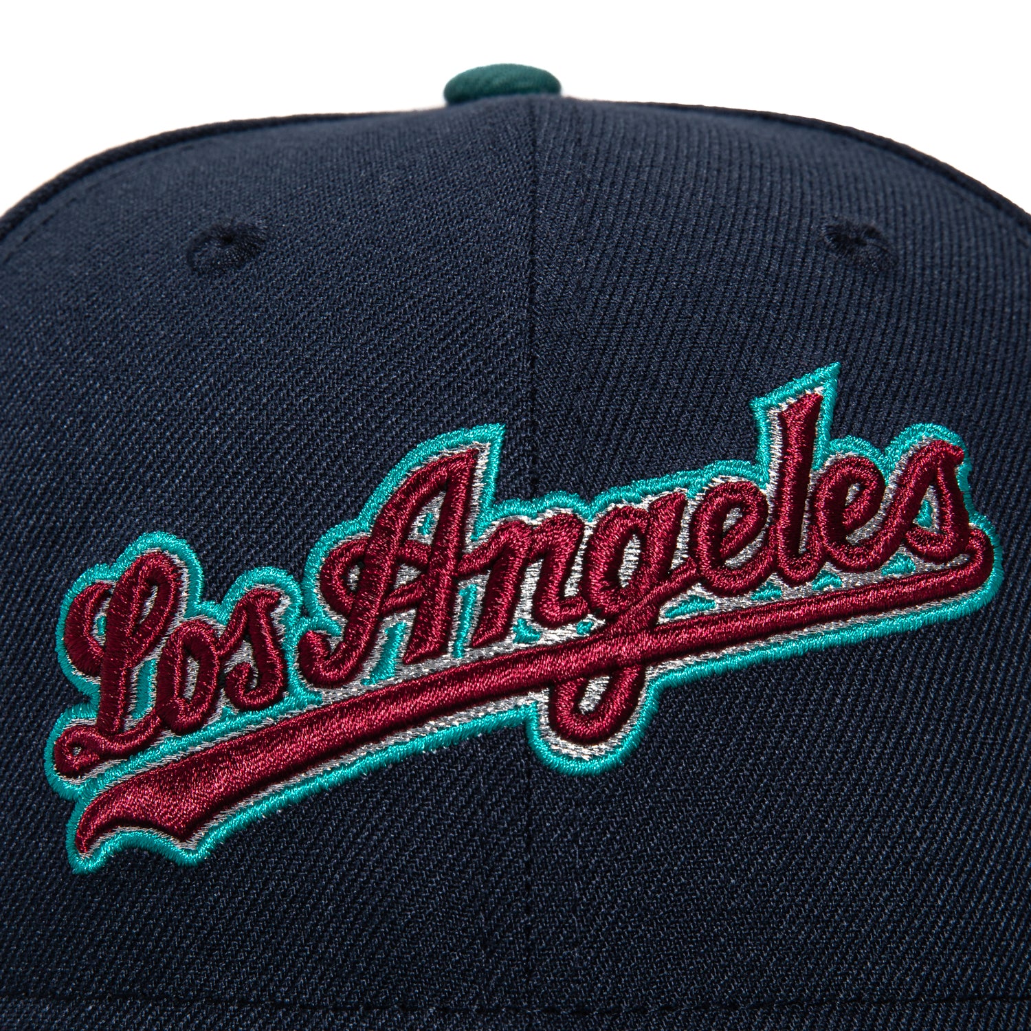 New Era 59Fifty Los Angeles Dodgers 40th Anniversary Patch Winter Forest Script Baseball Cap - Navy, Green, Cardinal - Perfect for Baseball Games, Fan Collections & Winter Outdoor Activities
