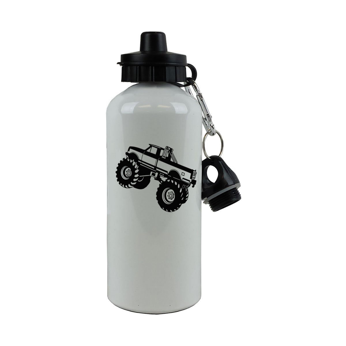 Custom 20oz (600ml) Personalized Monster Truck Aluminum Water Bottle - White Finish, Durable & Leak-Proof for Sports, Gym, Hiking & Outdoor Activities