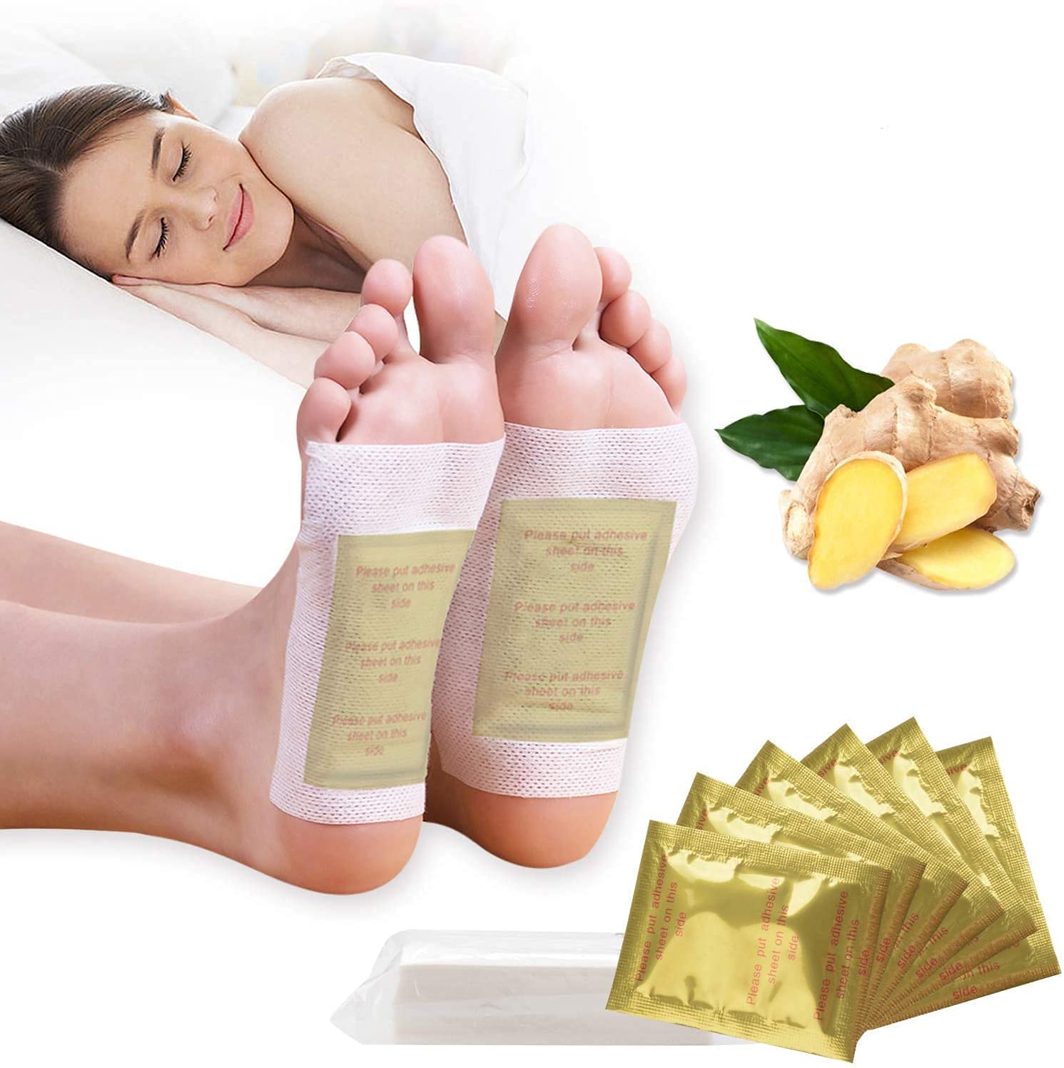 Premium Organic Ginger Foot Detox Pads for Stress Relief & Better Sleep - 30 Pack Natural Toxin Removal Foot Patches for Pain Relief & Relaxation - Perfect for Nighttime Use, Spa Days & Post-Workout Recovery