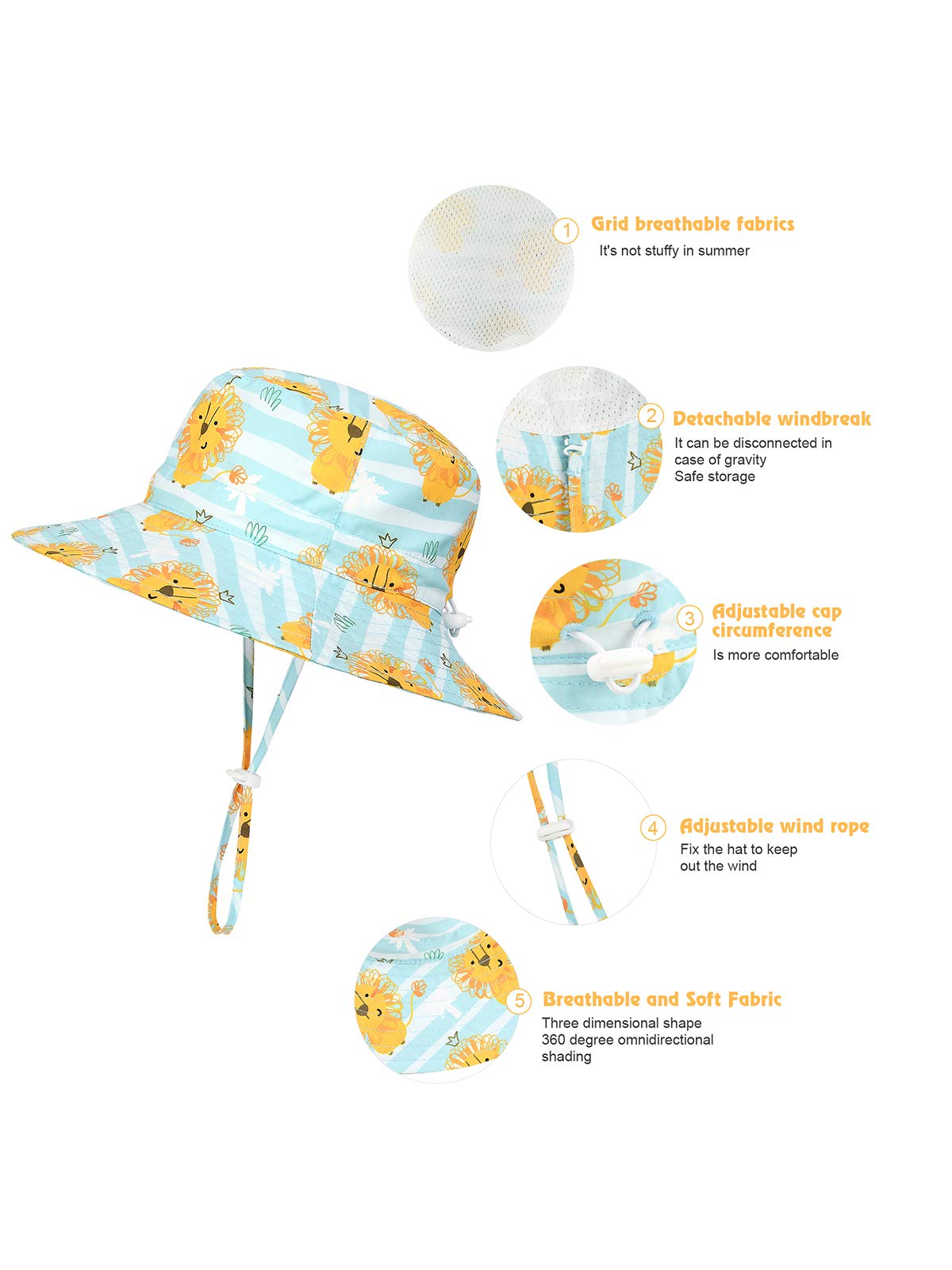 UPF 50+ Baby Sun Hat for Toddlers - Wide Brim Bucket Hat for Boys & Girls - Summer Beach Hat for Outdoor Play, Swimming & Park Adventures