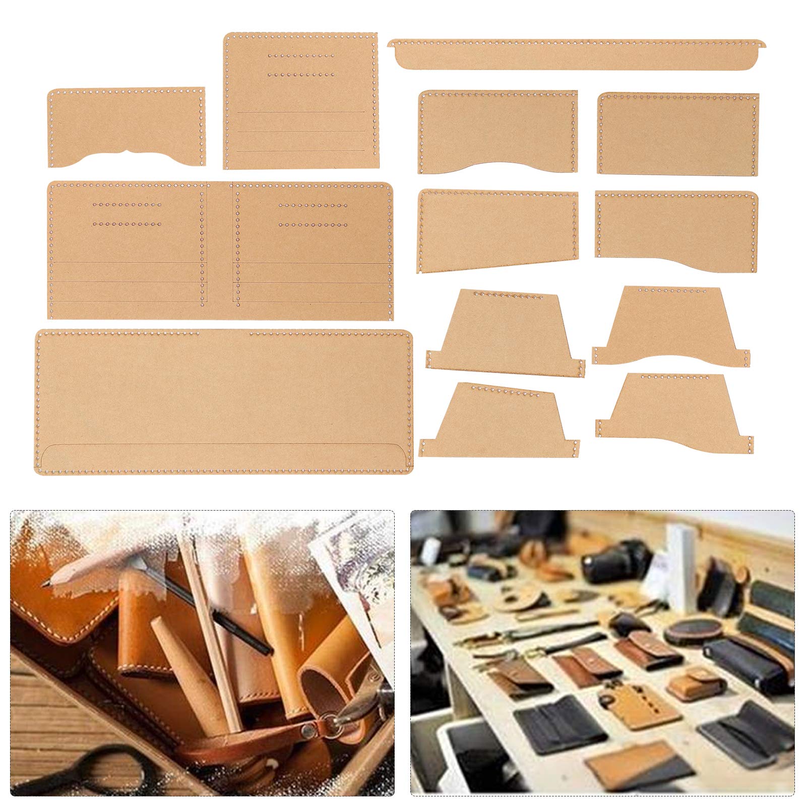 13-Piece Leather Acrylic Template Set - Clear Wallet Pattern Stencils for Leather Crafting, Quilting & Sewing | DIY Leatherworking Tools for Wallets, Bags & Accessories