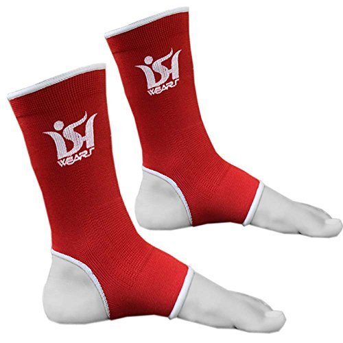 Ankle Support Brace for MMA, Boxing & Muay Thai - Kick Pads & Gym Ankle Guards (Pair, Red, Junior) - Ideal for Training, Sparring & Martial Arts Protection