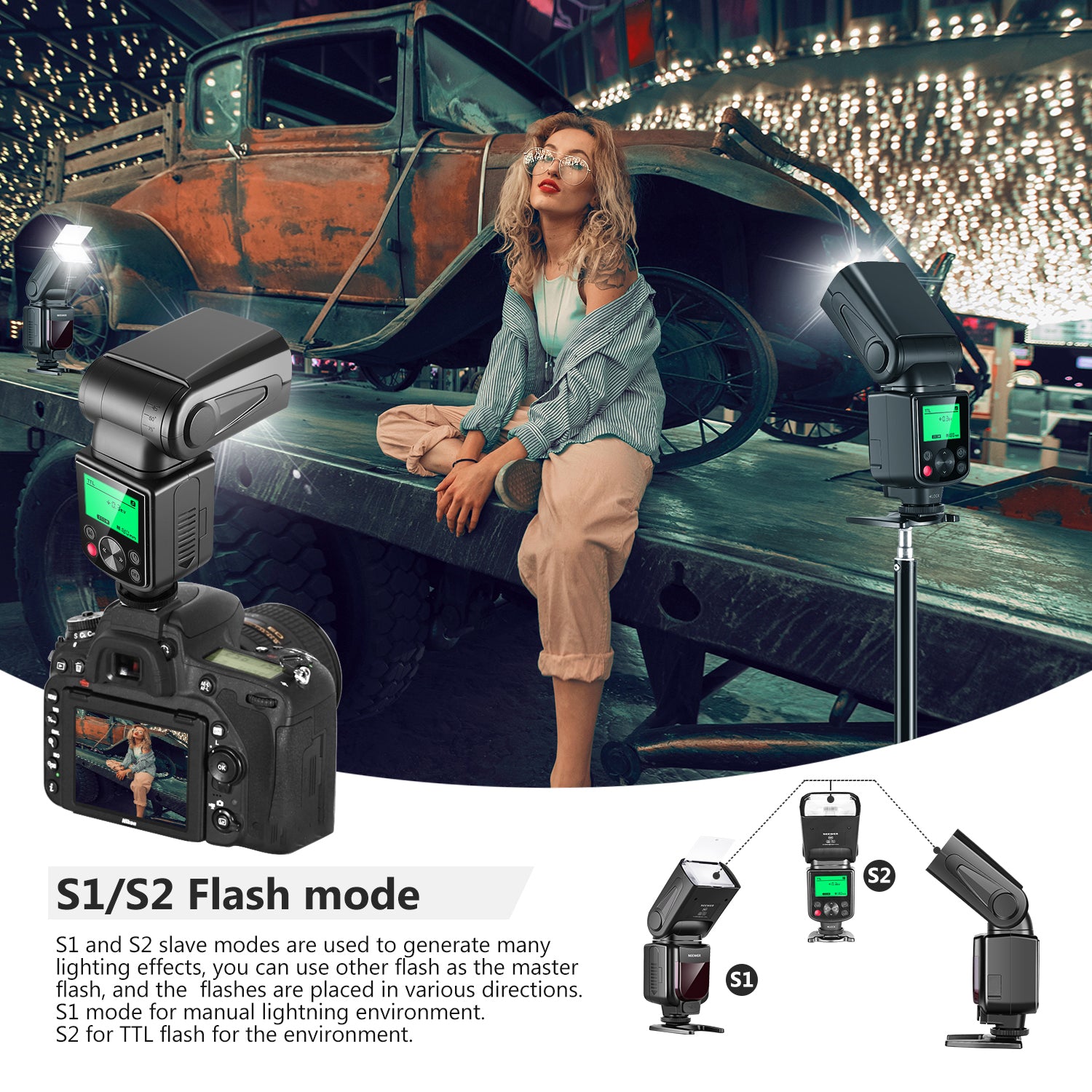 NEEWER 750II TTL Speedlite Flash for Nikon DSLR Cameras - Professional Photography Lighting for Portraits, Events & Studio Shoots