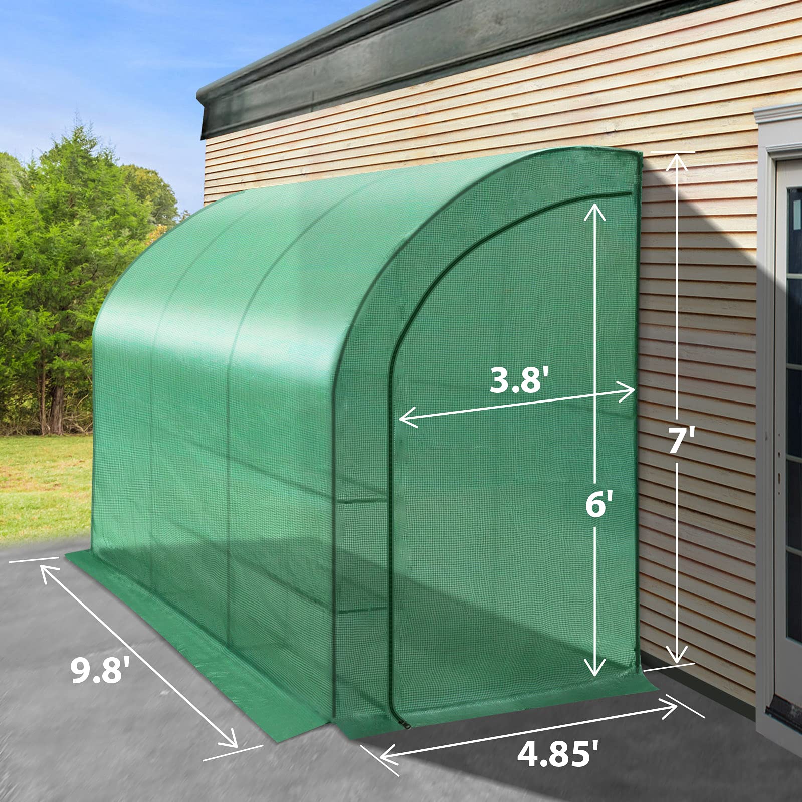 BenefitUSA Large Walk-in Wall Greenhouse 10x5x7 Feet with 3 Tiers & 6 Shelves - Durable Gardening Greenhouse for Outdoor Plants, Flowers & Vegetables (Green, 2 Doors) - Perfect for Backyard, Patio & Urban Gardening