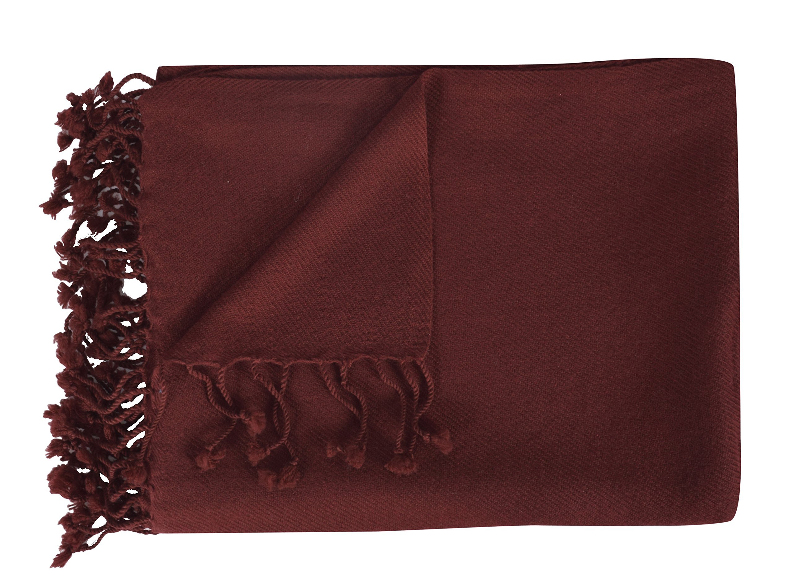 Luxury Cashmere Throw Blanket 50x60 Inches - Ultra Soft & Warm Peach Couture Home Collection - Chocolate Brown - Perfect for Sofa, Bed & Winter Coziness