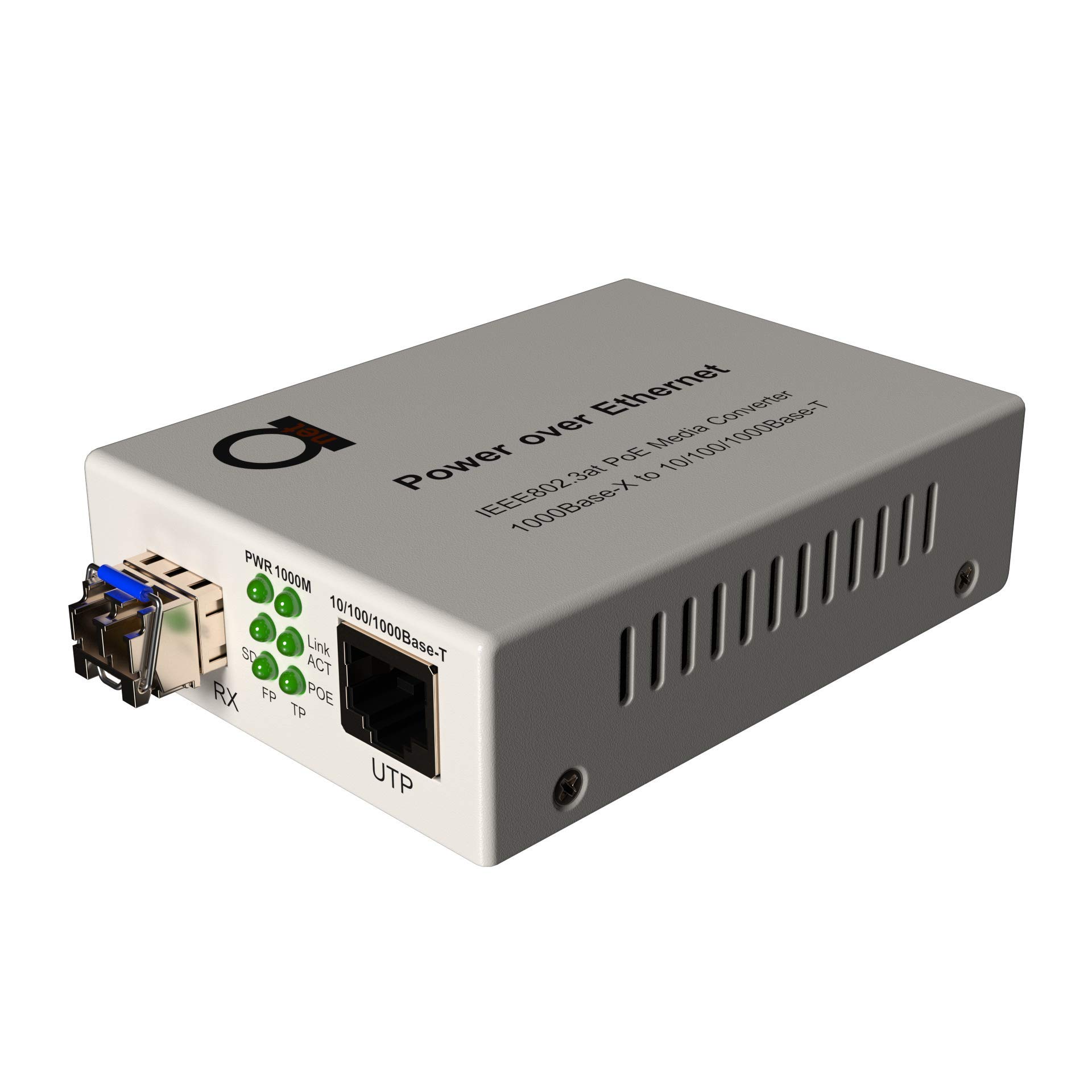 PoE Fiber Single Mode LC Gigabit Ethernet Media Converter - IEEE 802.3 PoE/PoE+ PSE Power Supply - Extends Network Distance up to 20km (12.42 Miles) - 10/100/1000Mbps Auto-Sensing UTP LAN Port - Ideal for Remote Offices, Industrial Networks & Security Camera Systems