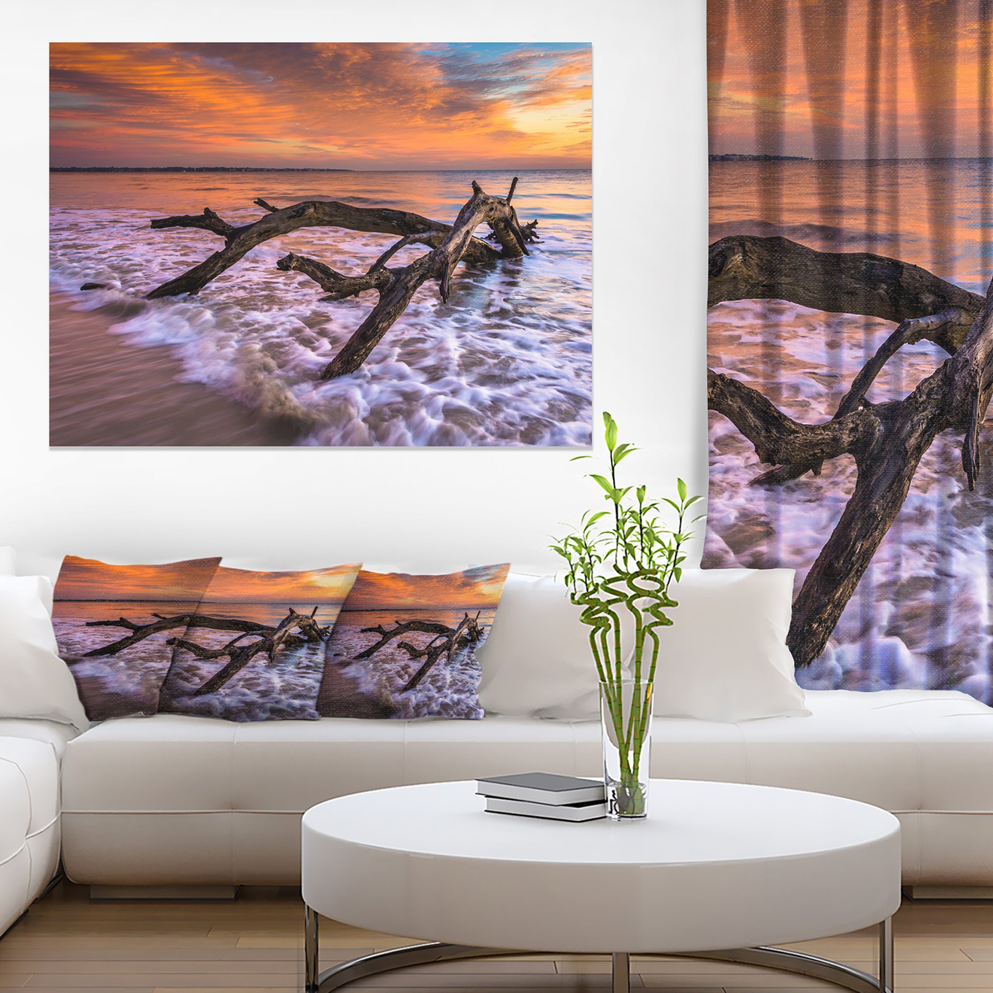 Seaside Tree Branch Photo Canvas Print - Stunning Beach Landscape Wall Art for Living Room, Bedroom & Office Decor