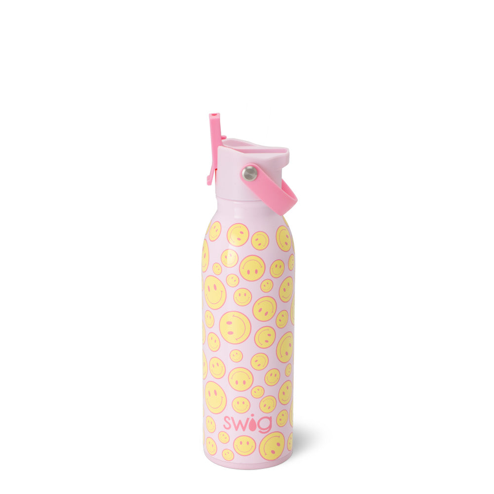 Oh Happy Day Flip + Sip Water Bottle 16oz - Leak Proof & Insulated Stainless Steel Tumbler for Coffee, Tea & Cold Drinks - Perfect for Gym, Office & Outdoor Activities