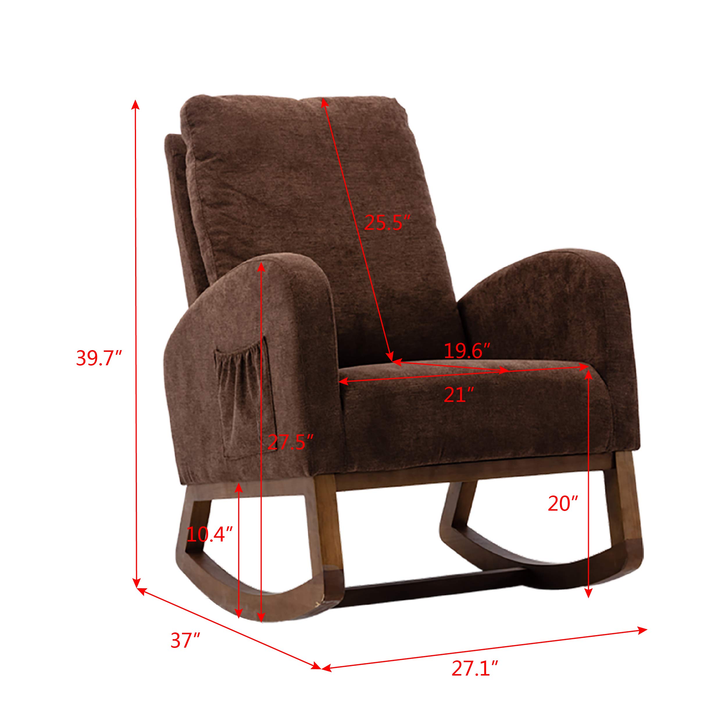 Modern Rocking Chair for Nursery, Living Room & Bedroom - Comfortable Lounge Chair for Relaxing, Nursing & Reading - Perfect for Nursery Decor, Cozy Living Spaces & Bedroom Seating