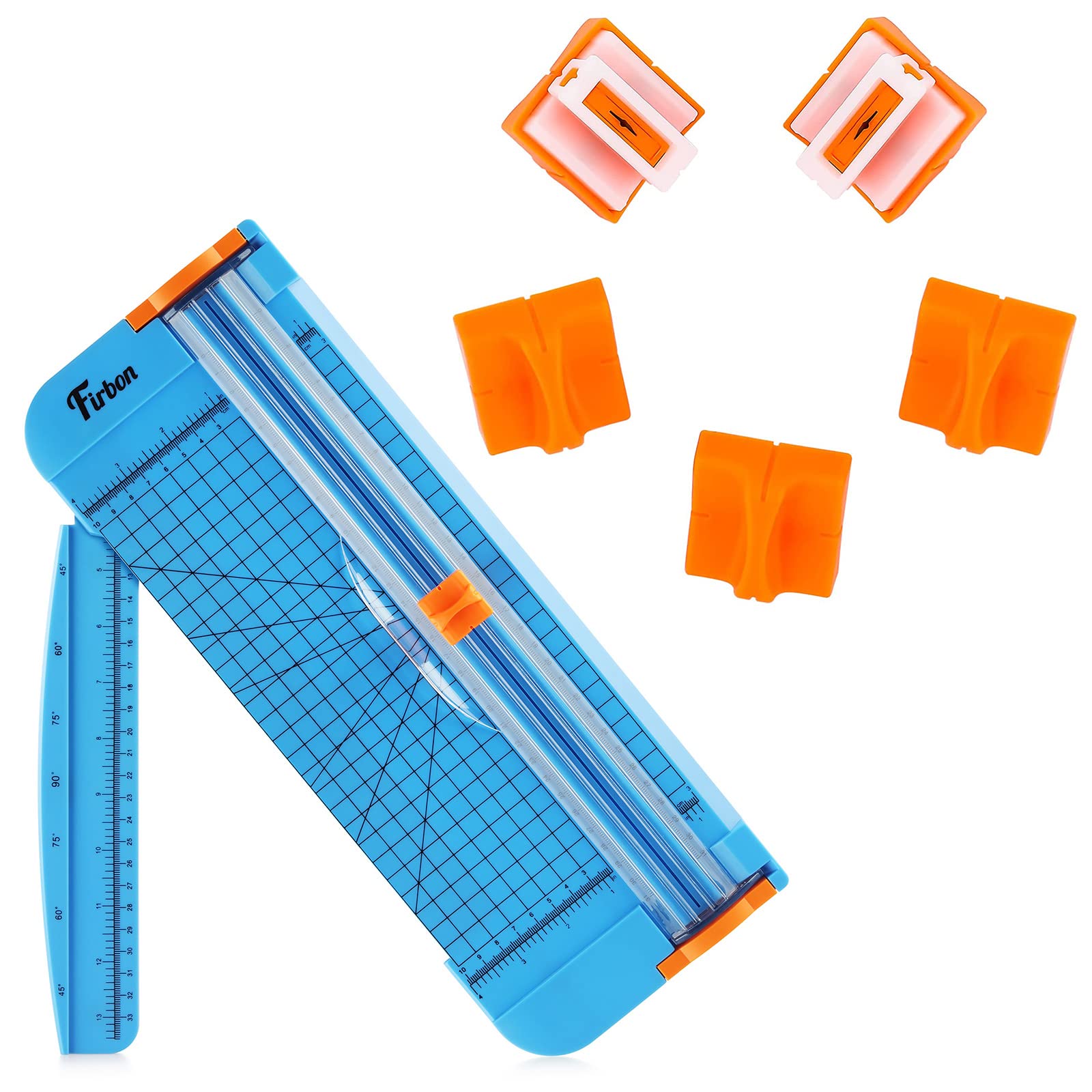 Firbon Blue A4 Paper Cutter with 5 Replacement Blades - 12 Inch Precision Paper Trimmer with Side Ruler for Scrapbooking, Crafting, Coupons, Labels & Cardstock | Perfect for Home Office, School Projects & DIY Art Supplies