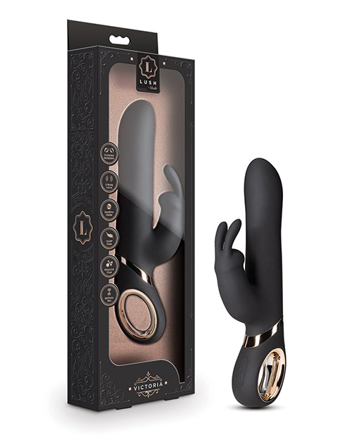 Blush Victoria Rechargeable Silicone Rabbit Vibrator - Powerful Dual Stimulation for Women, Waterproof & USB Charging, Black - Perfect for Solo Play & Couples Intimacy