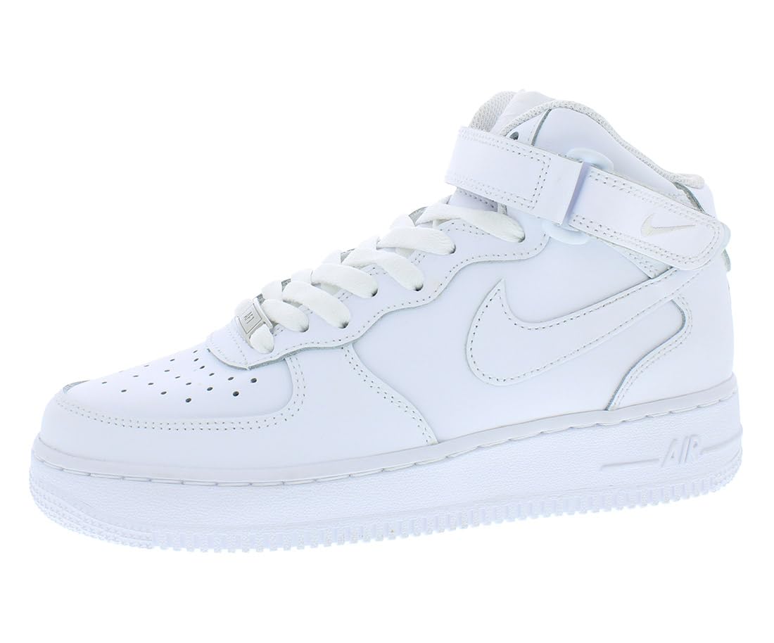 Nike Boys Air Force 1 Mid LE Sneakers - White/White - Size 6 Big Kid - Basketball Shoes for Kids, School & Casual Wear