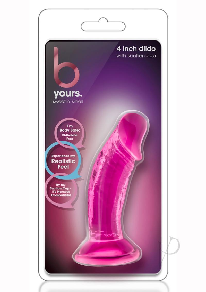 B Yours Sweet N' Small Dildo with Suction Cup - 4.5 Inch Pink Realistic Silicone Vibrator - Perfect for Solo Play, Couples & Beginners - Waterproof & Body-Safe Adult Toy for Women
