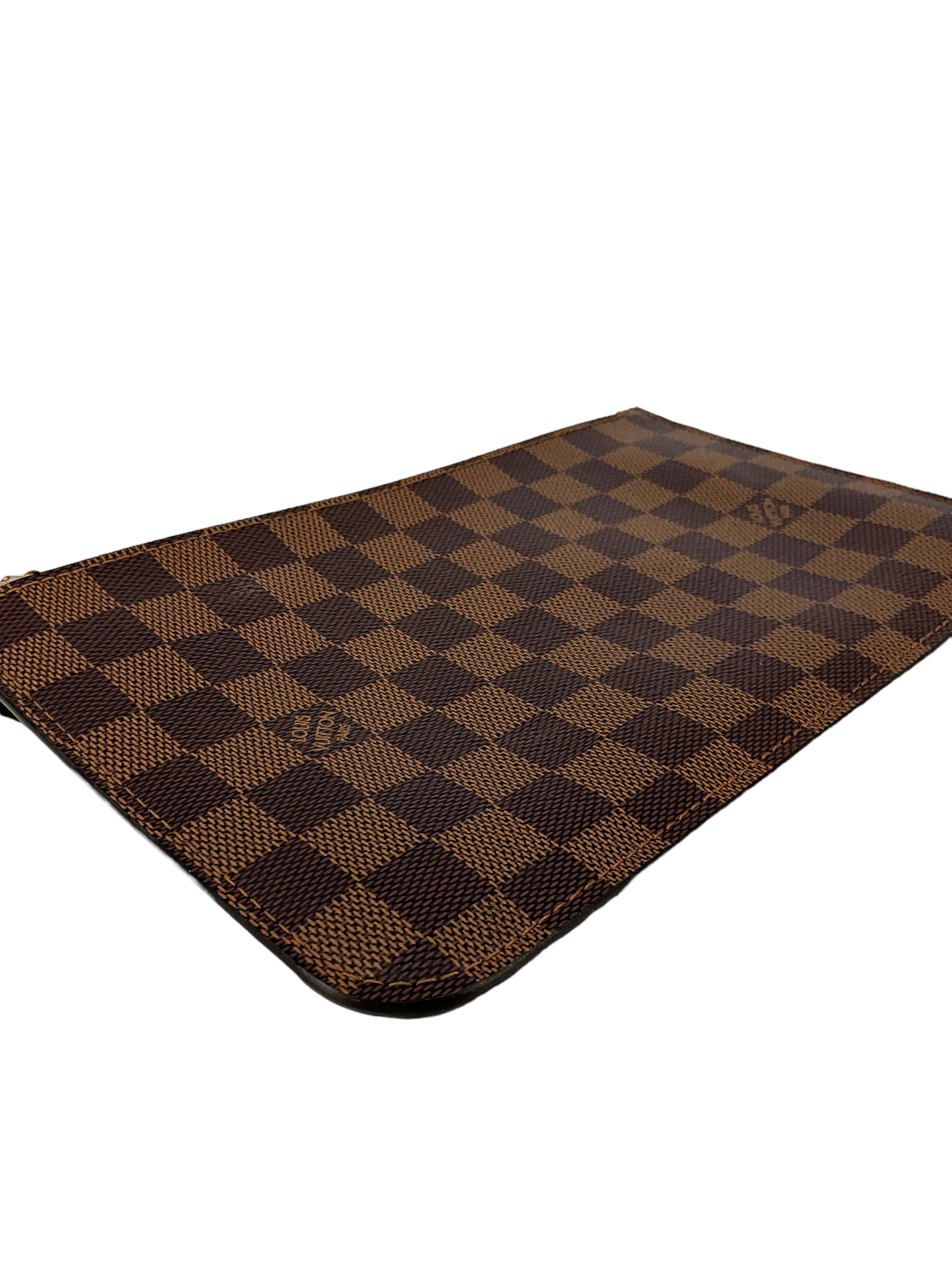 Authentic LOUIS VUITTON Damier Ebene Neverfull MM Pochette Crossbody Bag - Luxury Handbag for Women, Perfect for Work, Travel & Everyday Use