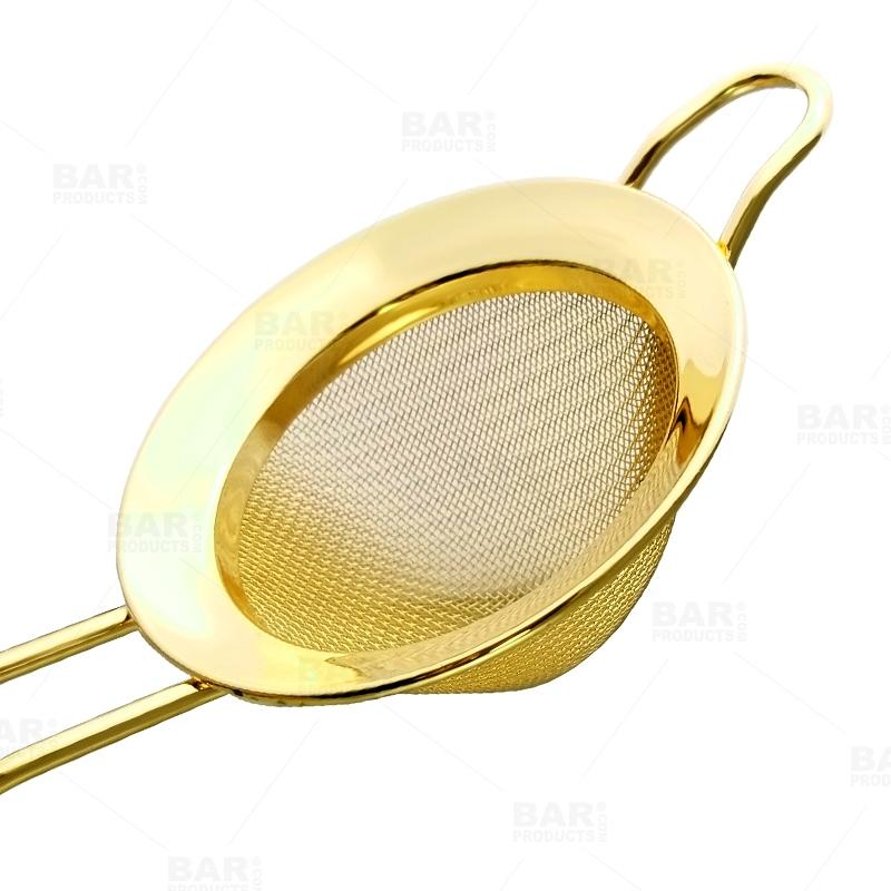 BarConic® Fine Mesh Strainer - Gold Plated Kitchen Sieve for Filtering Tea, Coffee, Herbs & Spices | Perfect for Home Brewing, Cooking & Baking