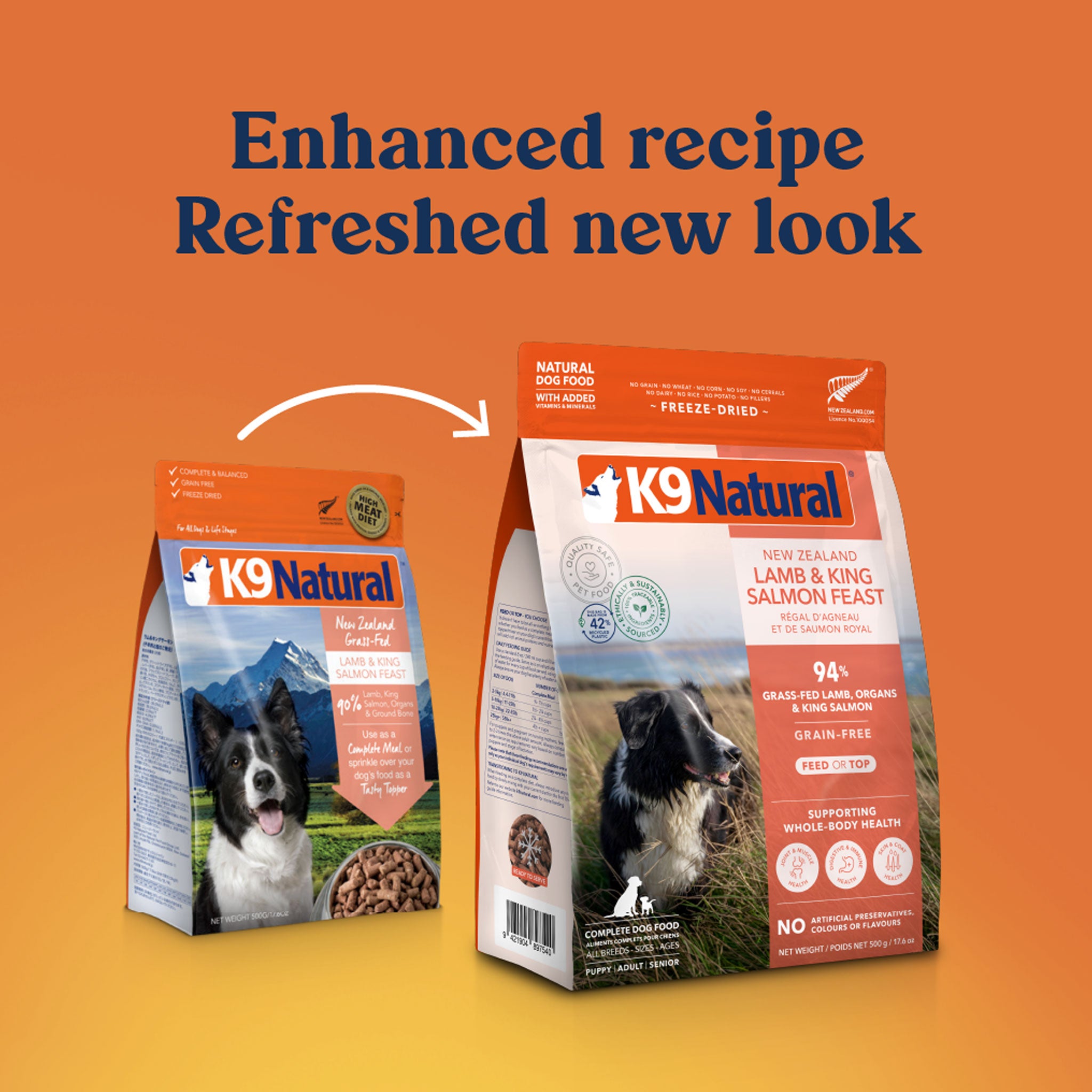 Premium K9 Natural Freeze Dried Lamb & Salmon Dog Food - High Protein Grain-Free Treats for All Breeds | Perfect for Training, Travel & Outdoor Adventures
