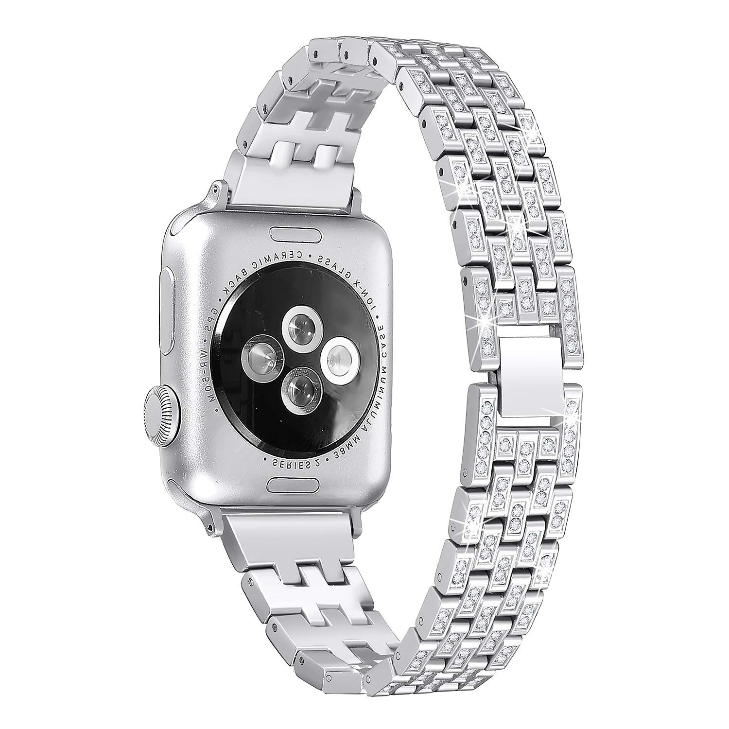 BestMin Bands Compatible with Apple Watch 38mm 40mm 42mm 44mm - Luxury Rhinestone Strap for iWatch Series 6/5/4/3/2/1 & SE - Elegant Replacement Wristband for Women, Perfect for Parties, Weddings & Special Occasions