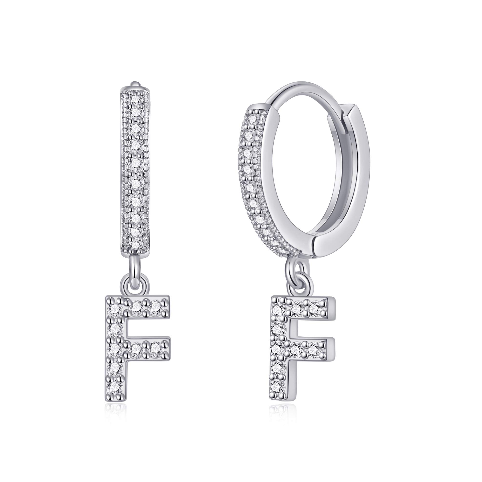 SANNYRA Initial Hoop Earrings for Women - 14K Gold, Silver & Rose Gold Plated CZ Letter Stud Earrings | Hypoallergenic, Dainty & Elegant Jewelry Gift for Her | Perfect for Everyday Wear, Date Nights & Special Occasions