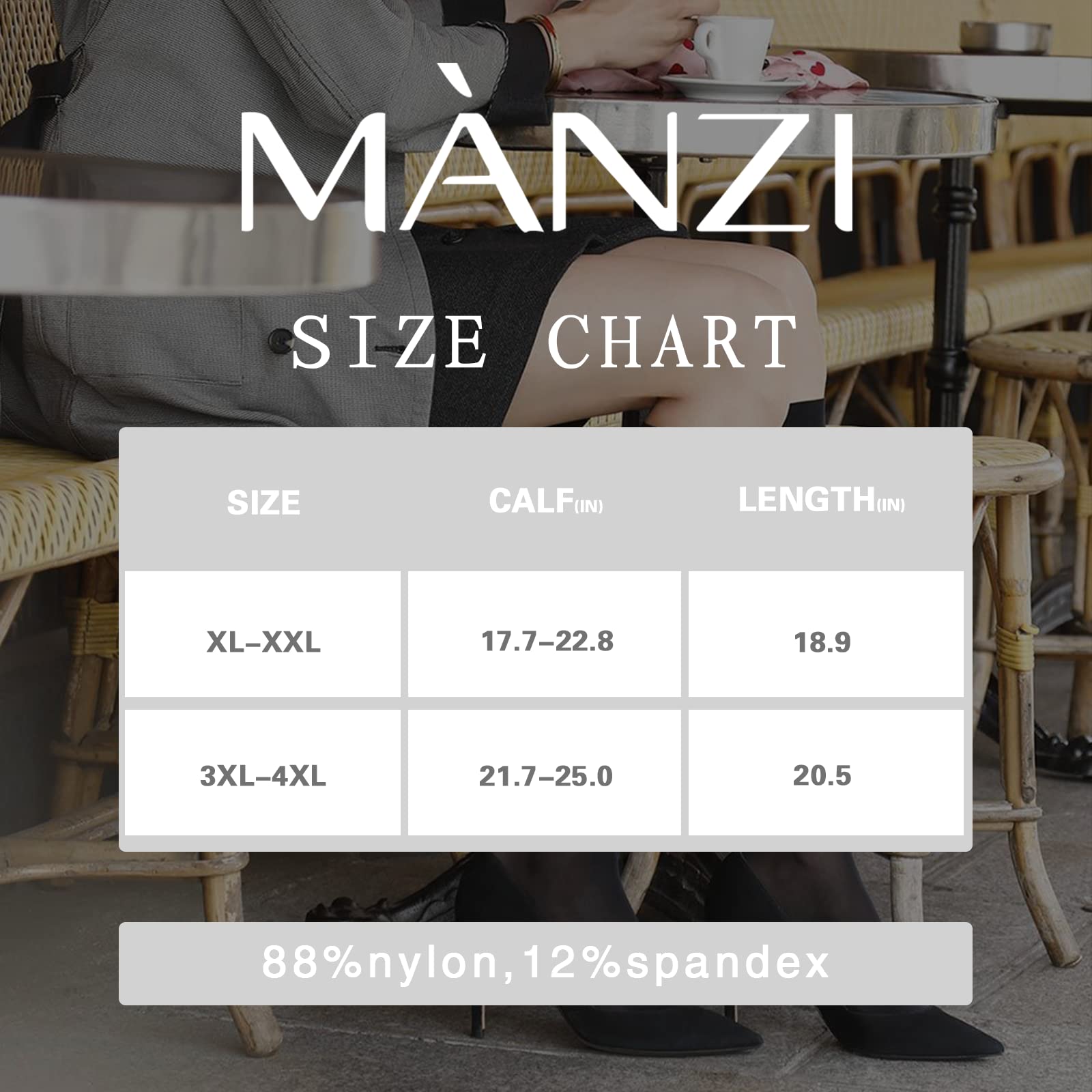MANZI Plus Size Women's Knee High Sheer Stockings - 6 Pairs Pack for Comfort & Style - Perfect for Office, Party & Everyday Wear