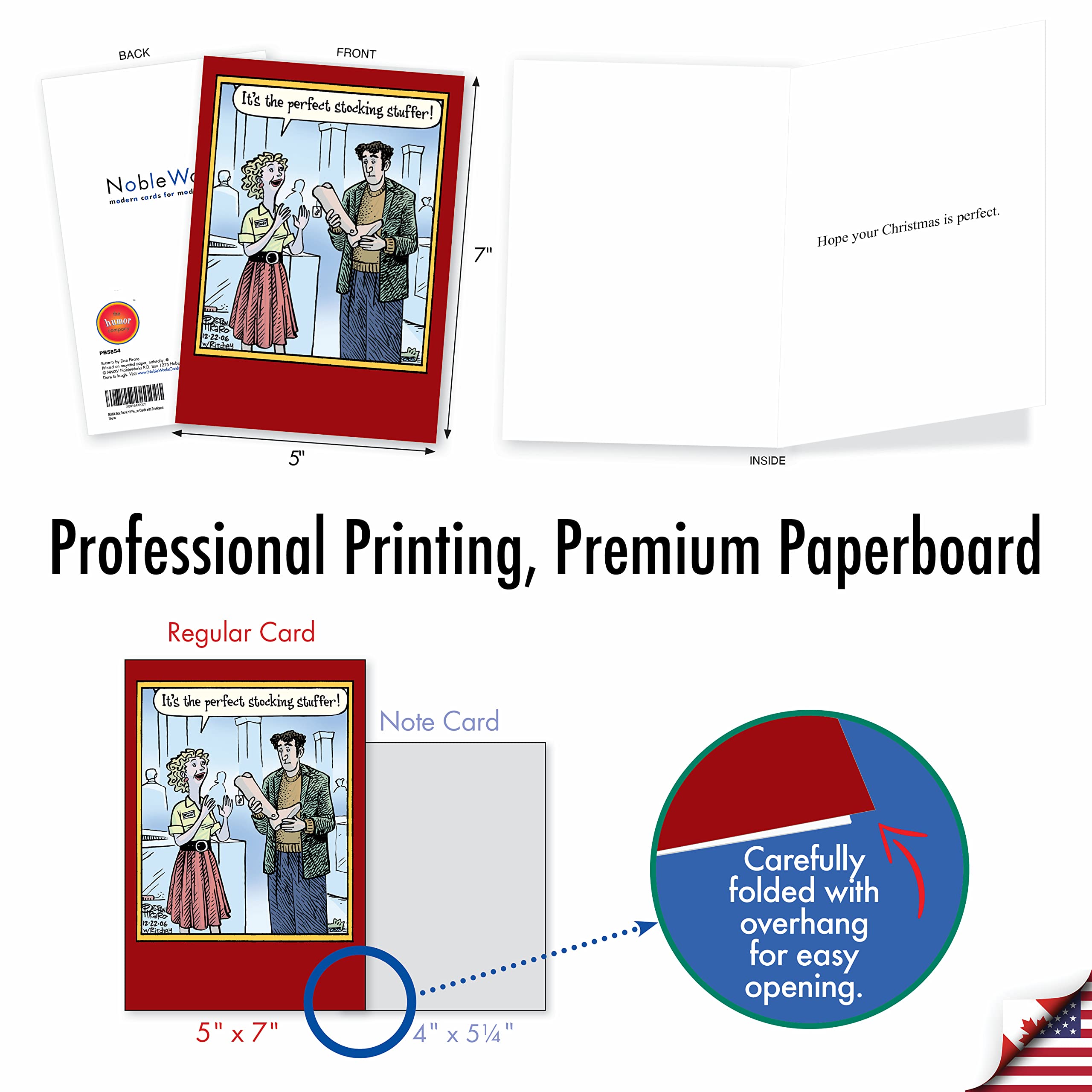 NobleWorks - 12 Funny Christmas Cards Set with Cartoon Designs, Boxed Holiday Greeting Notecards (1 Design, 12 Cards) - Perfect Stocking Stuffer & Office Party Gift B5854 | Great for Holiday Greetings, Secret Santa Exchanges & Coworker Appreciation