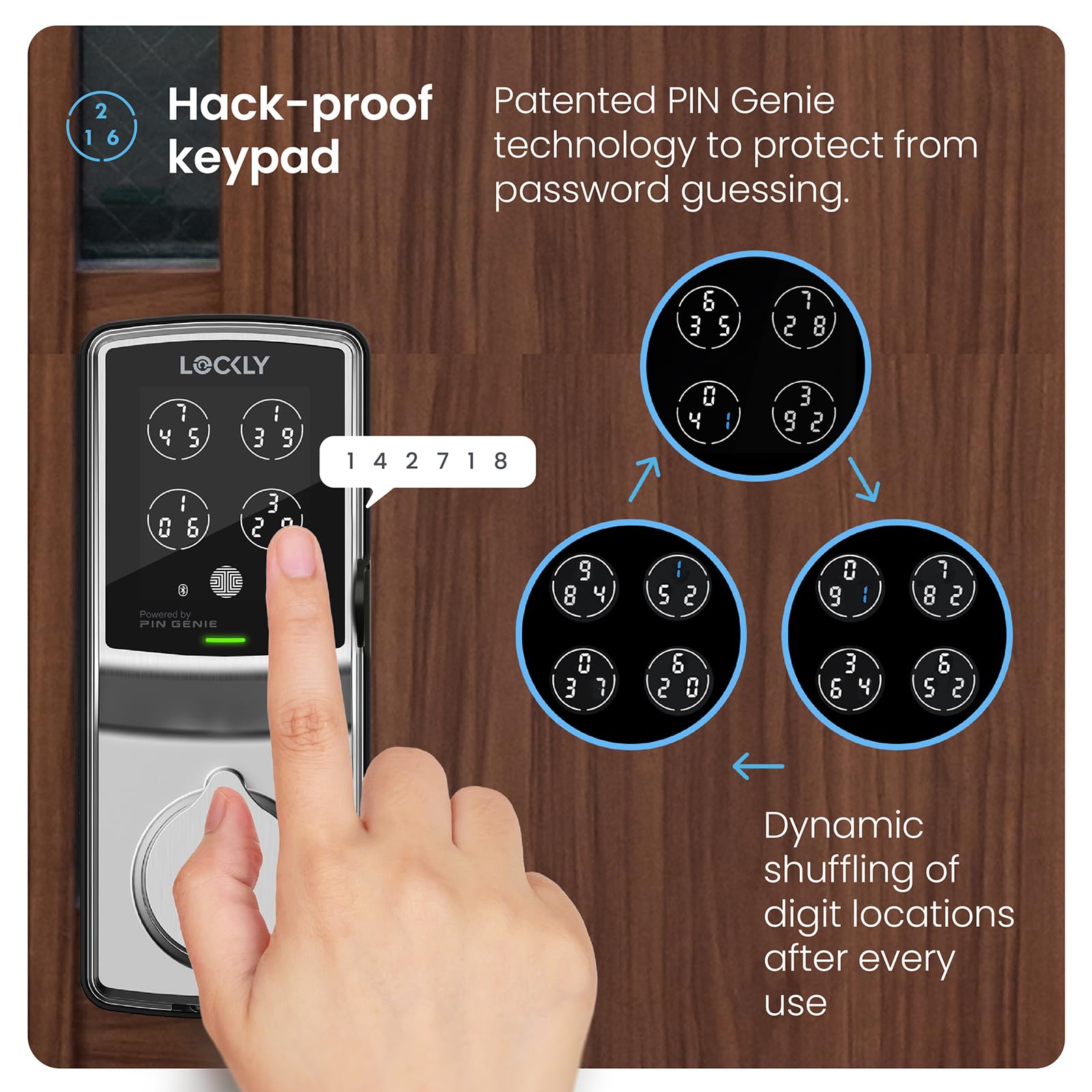 Lockly Smart Wi-Fi Deadbolt Lock with Keyless Entry, PIN Genie® Keypad & 3D Fingerprint Sensor - Auto Locking Smart Door Lock for Home Security (Satin Nickel) - Perfect for Smart Homes, Vacation Rentals & Airbnb Properties